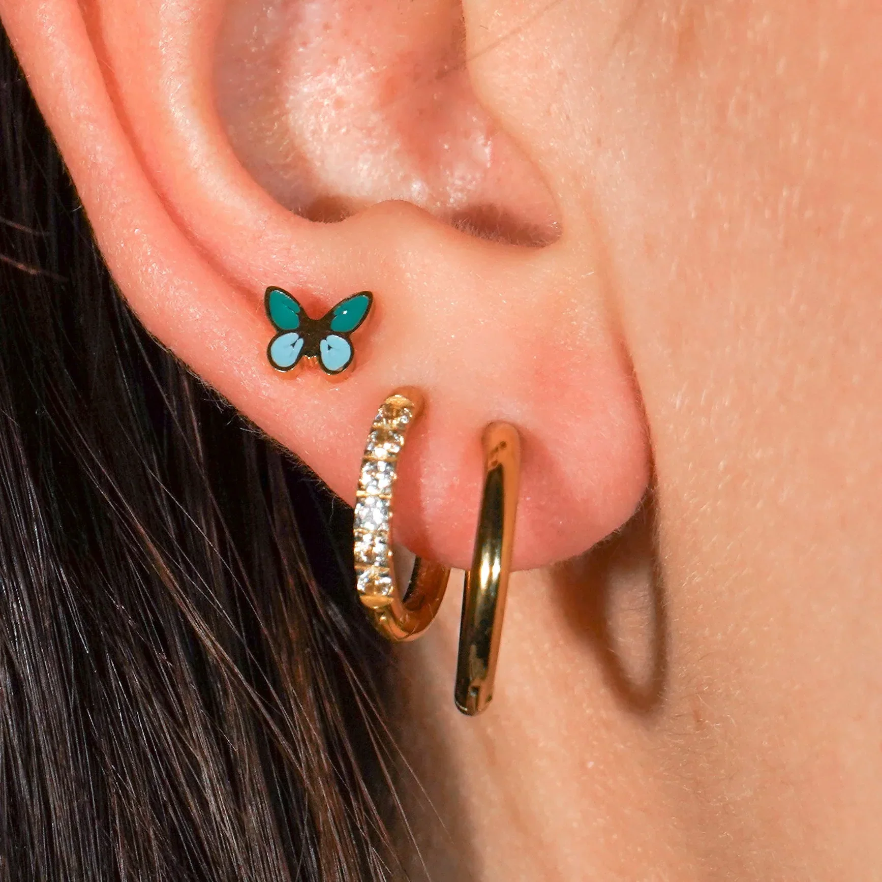 Blue Butterfly Enamel Flat Back Stud - Image 2