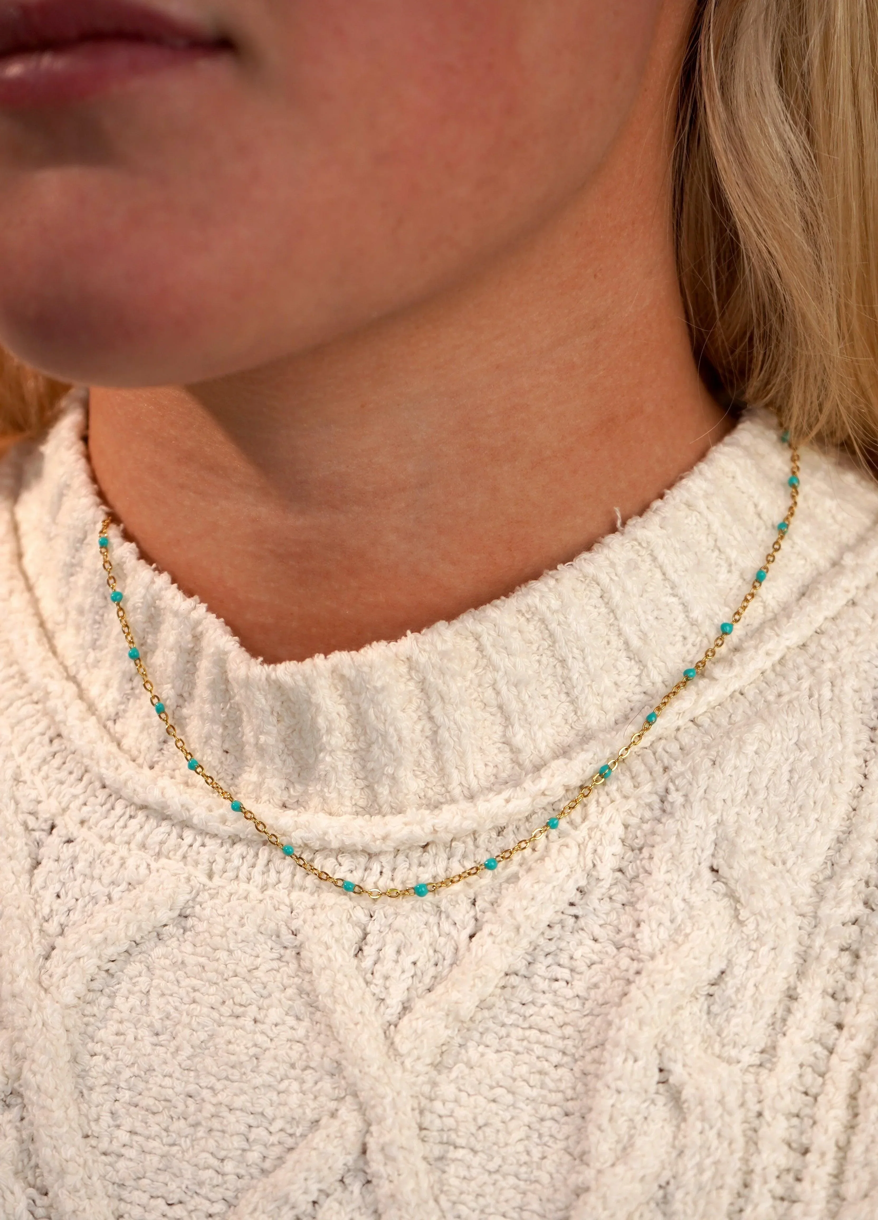 Blue Skies Enamel Dotted Necklace - Image 3