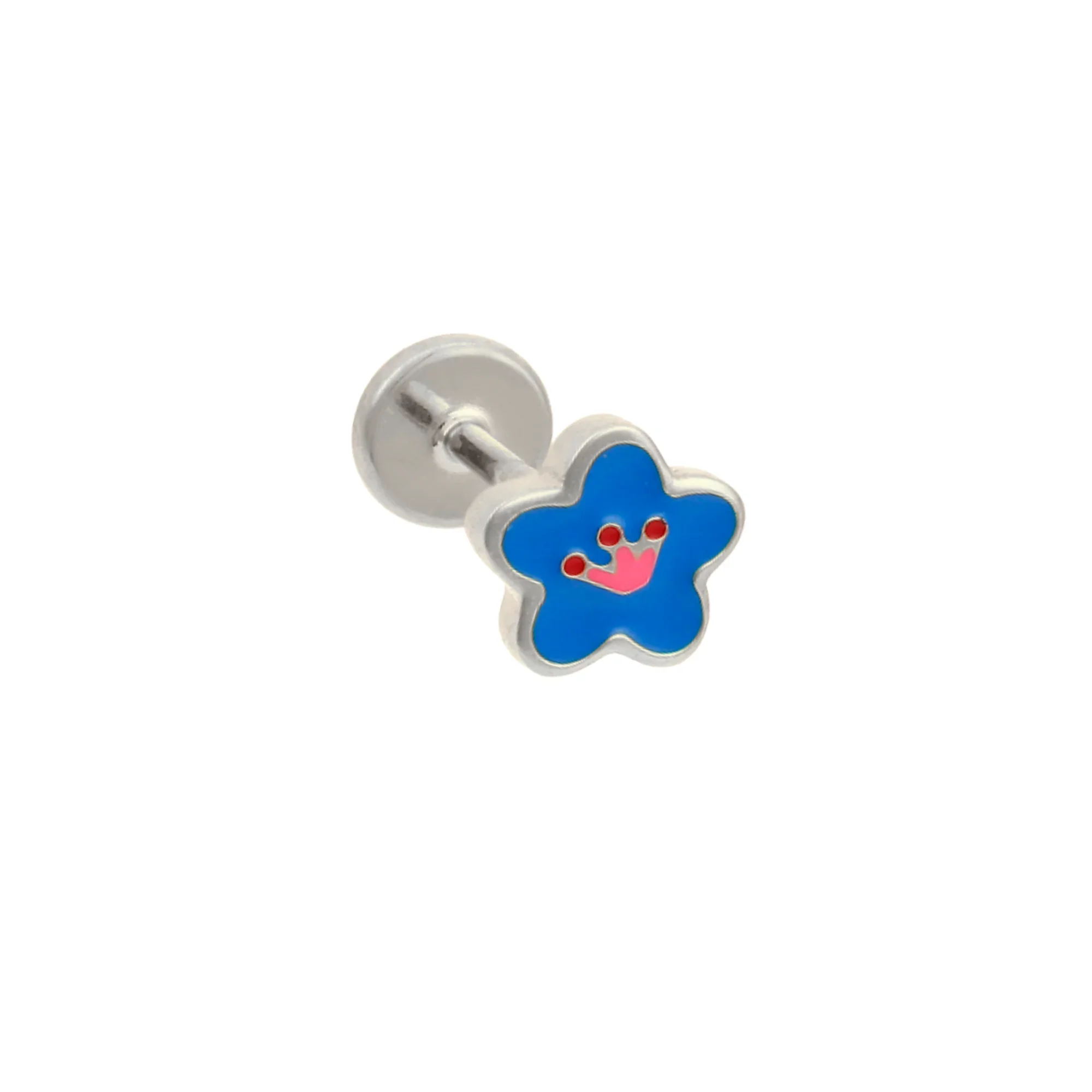 Blue Hibiscus Enamel Flat Back Stud - Image 6