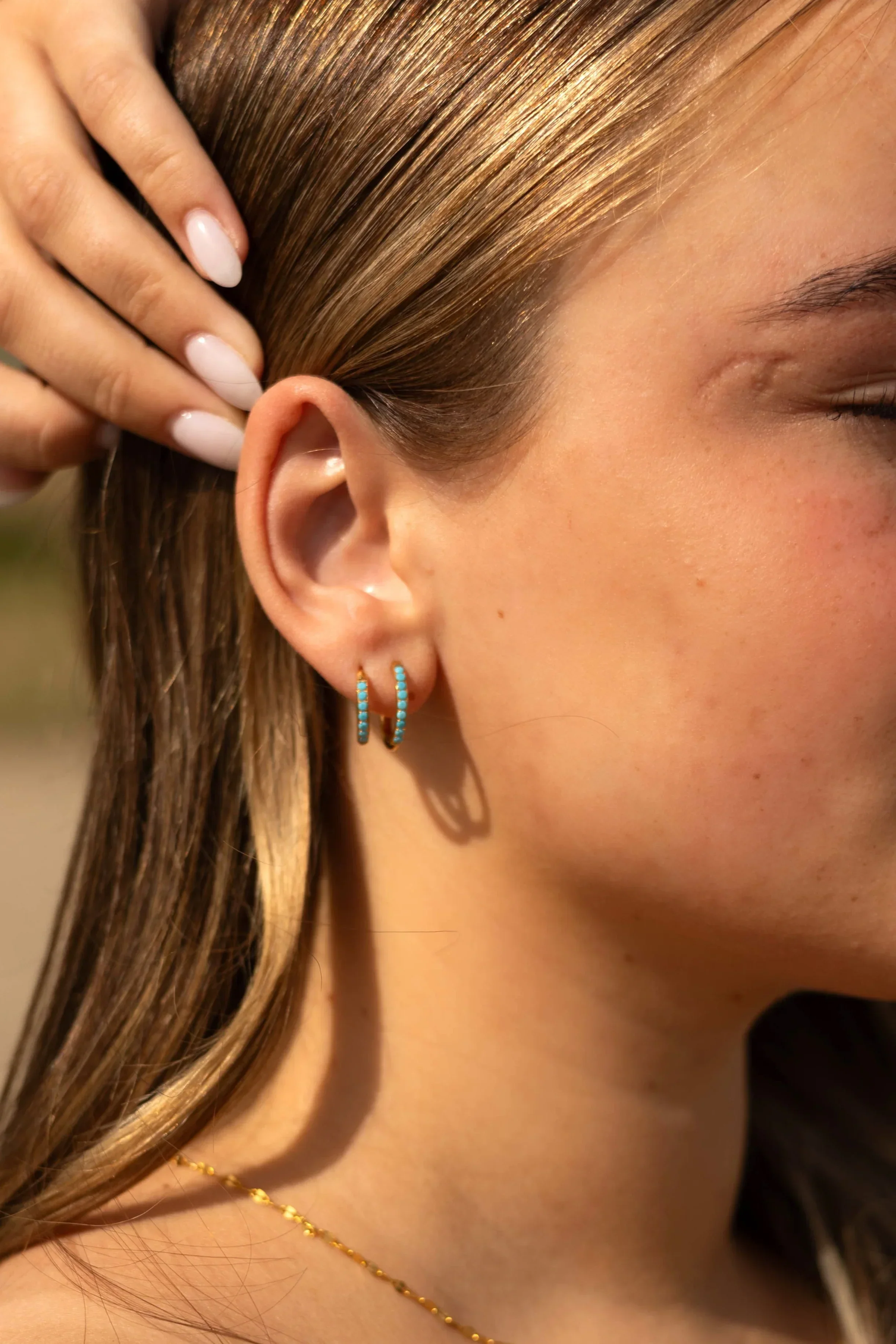 Blue Lagoon Titanium Celestial Hoops - Image 3