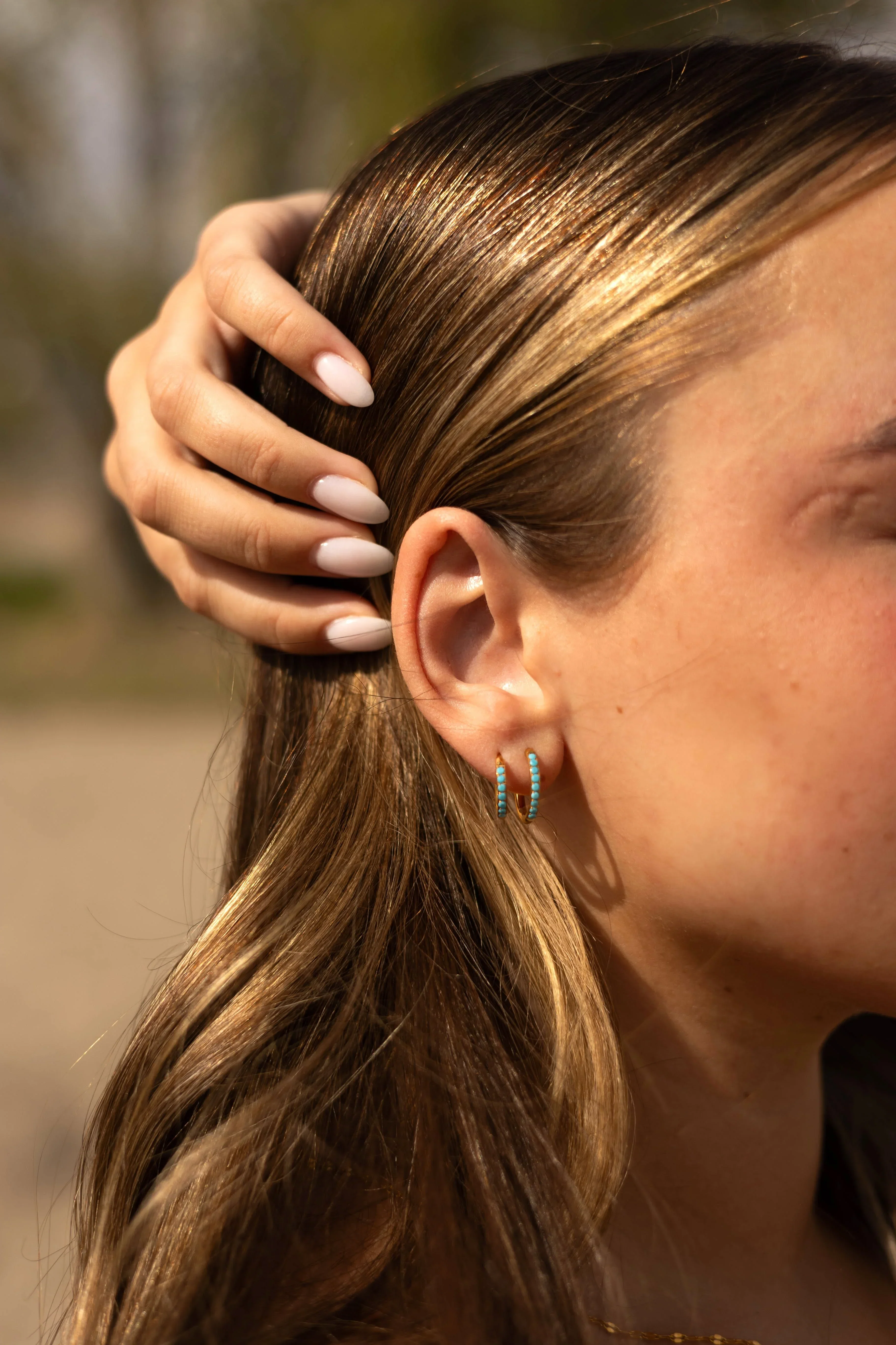 Blue Lagoon Titanium Celestial Hoops - Image 4