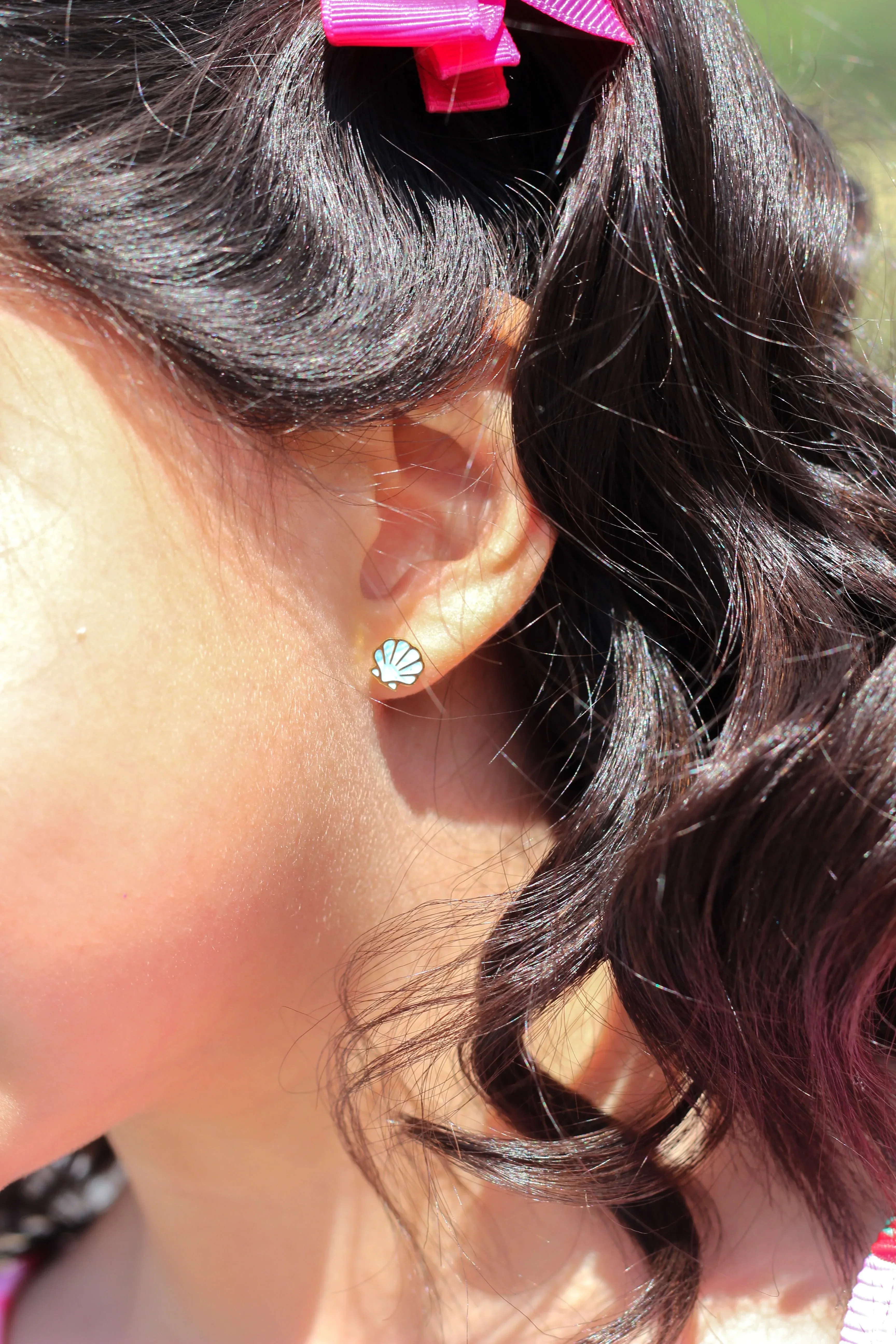 Blue Shell Enamel Flat Back Stud - Image 4