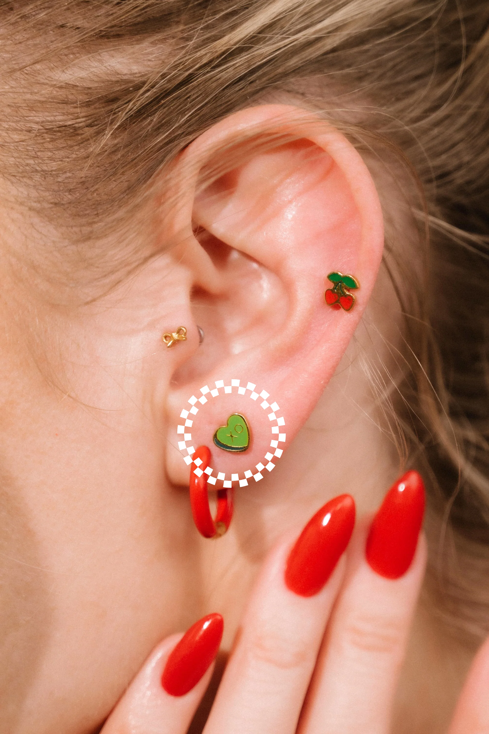 Candy Heart Flat Back Stud - Green - Image 2