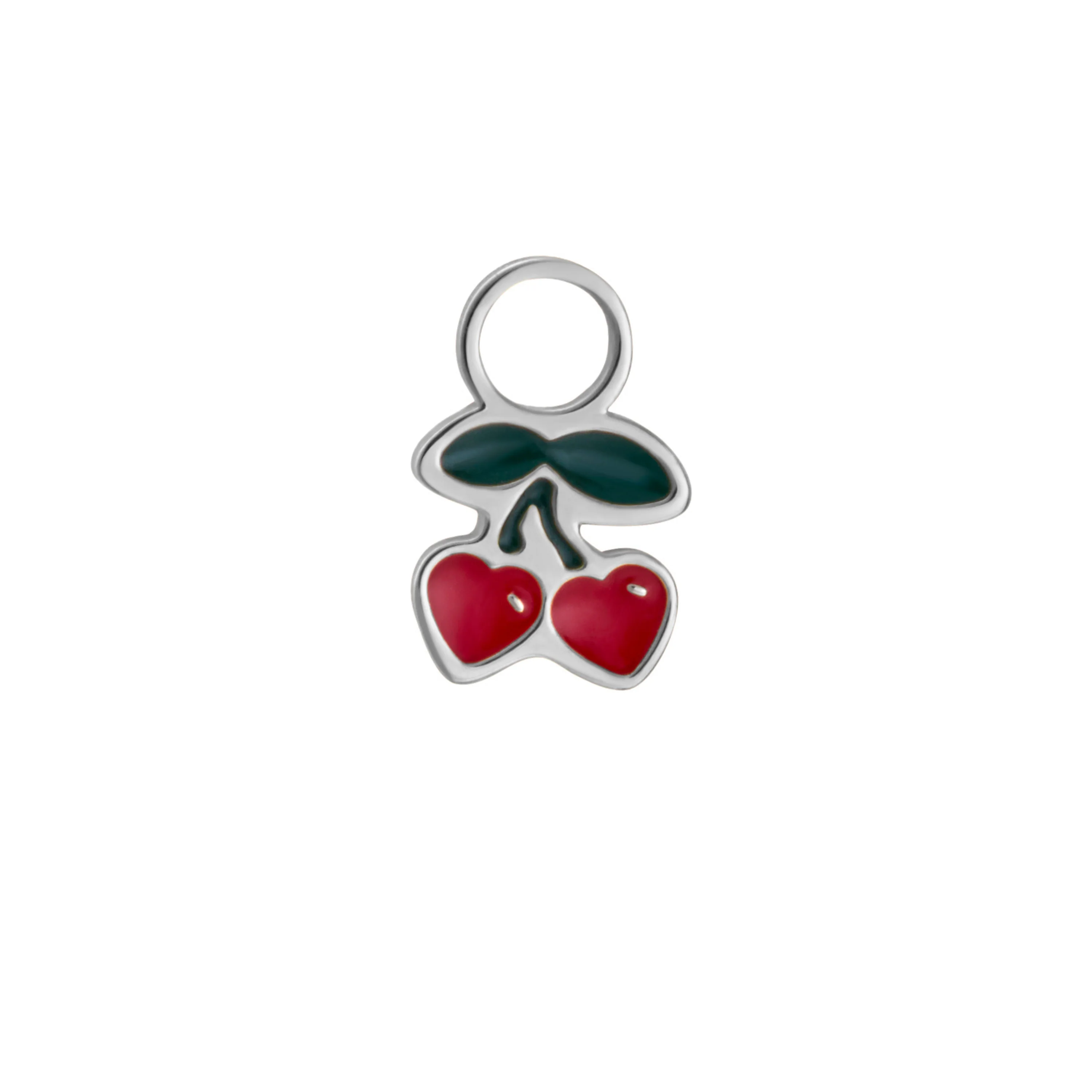 Cherry Heart Enamel Hoop Charm - Image 4