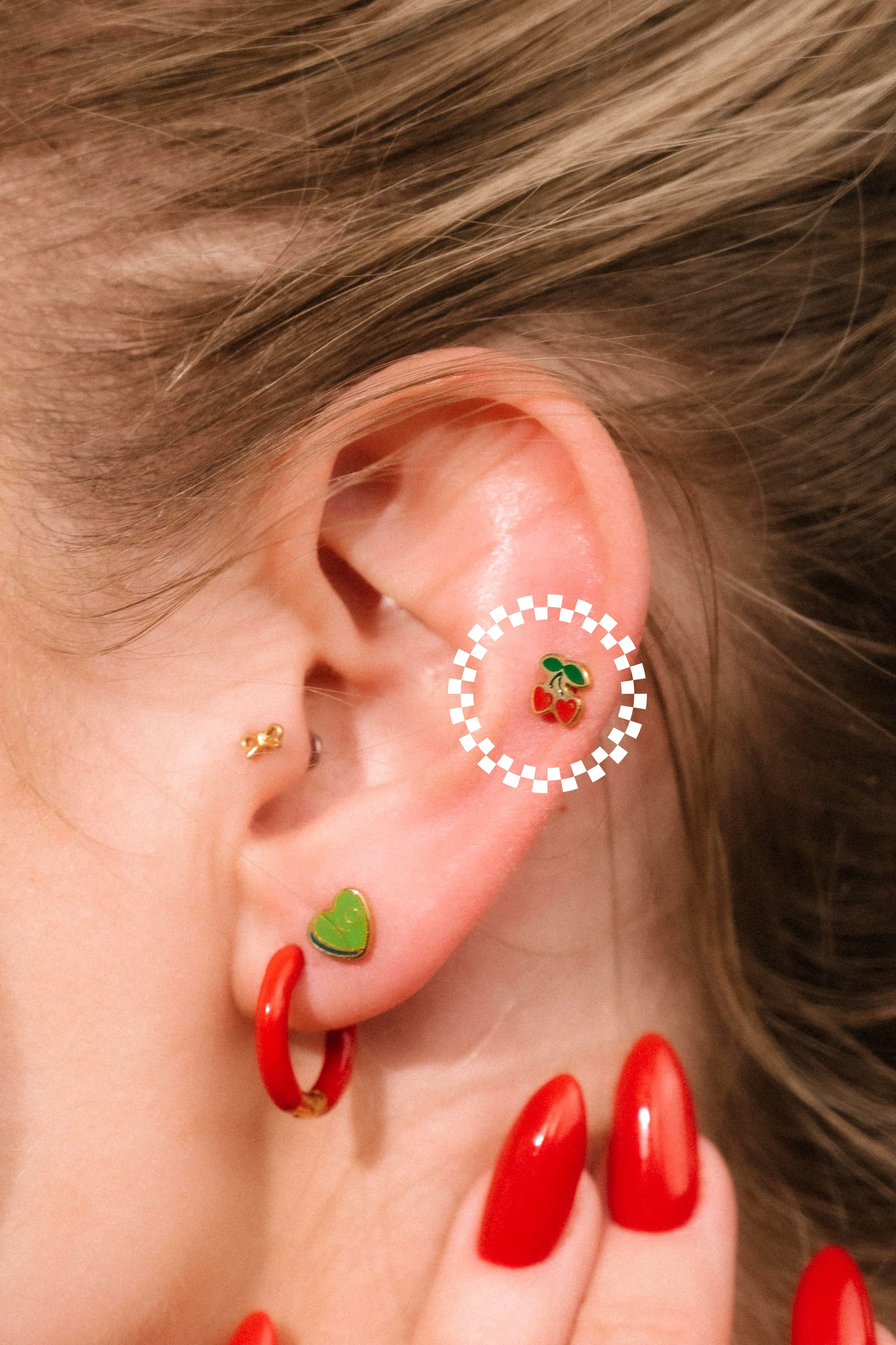 Cherry Heart Flat Back Stud - Image 2
