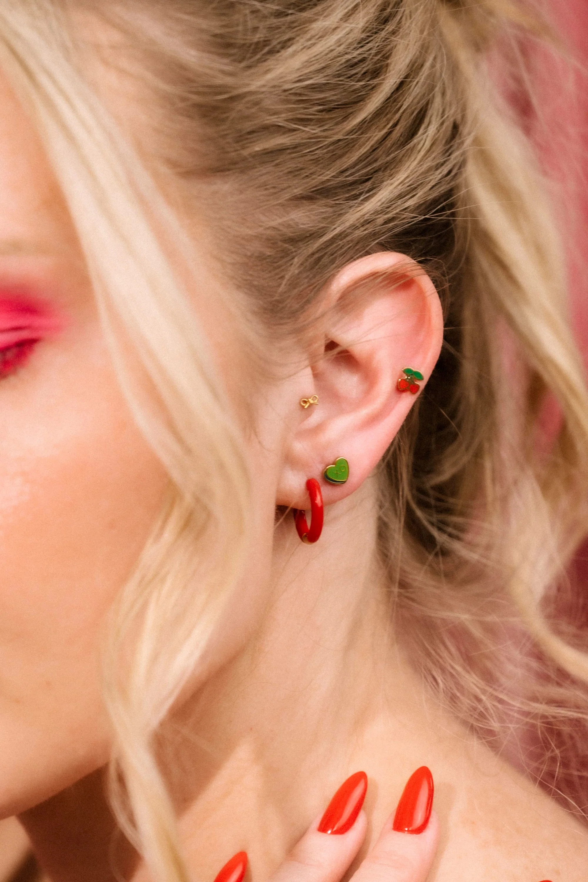Cherry Heart Flat Back Stud - Image 3