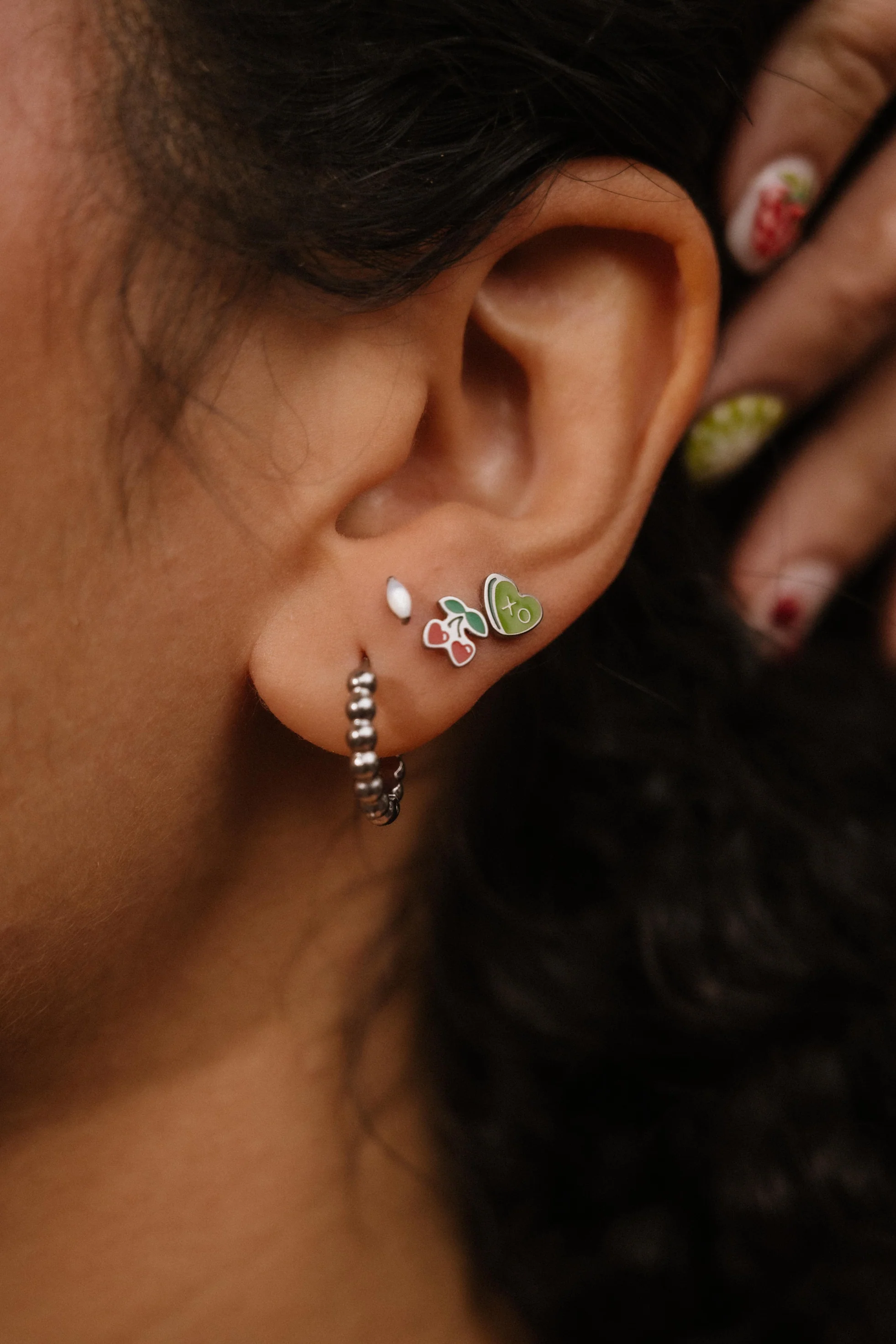 Cherry Heart Flat Back Stud - Image 4