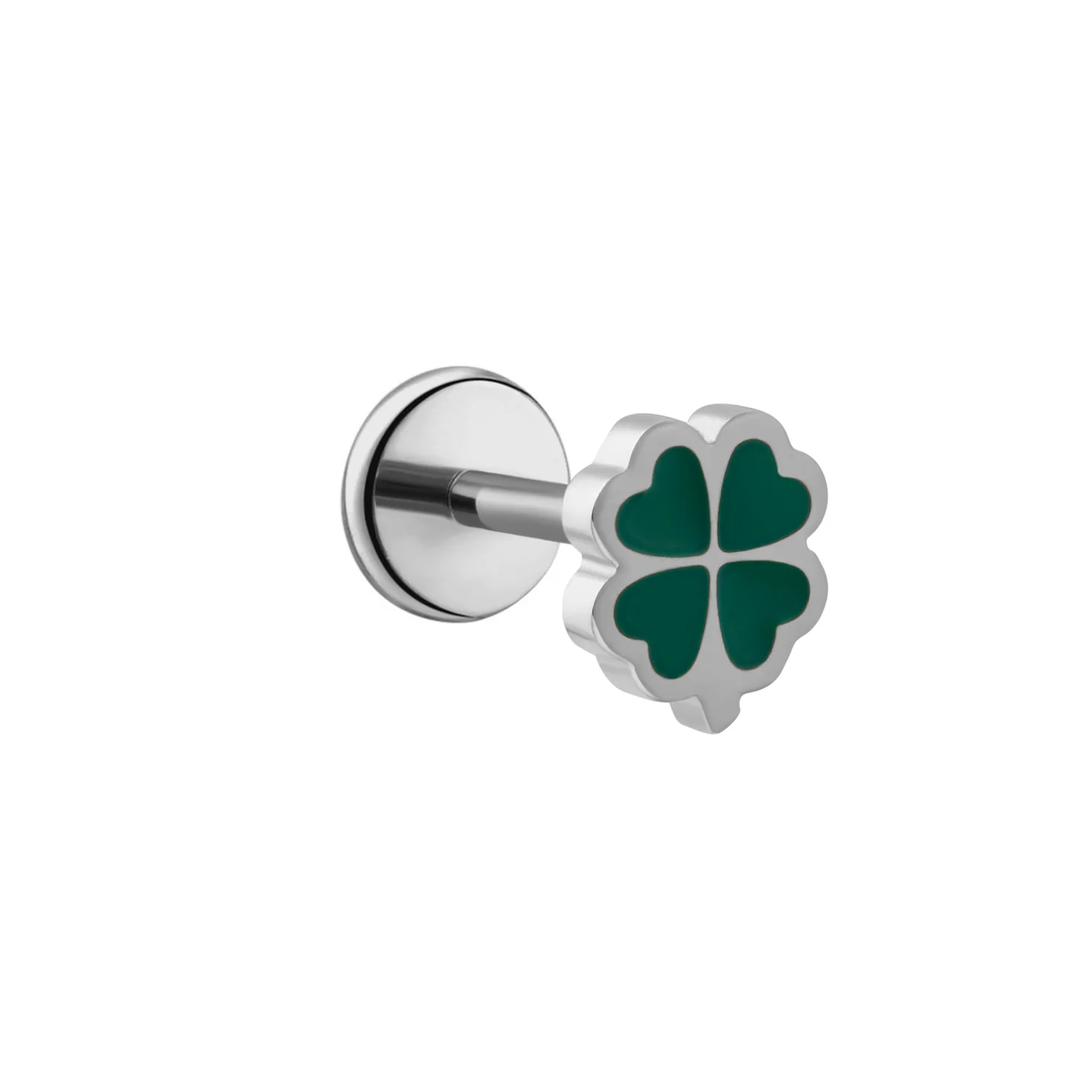 Clover Enamel Flat Back Stud - Green - Image 7