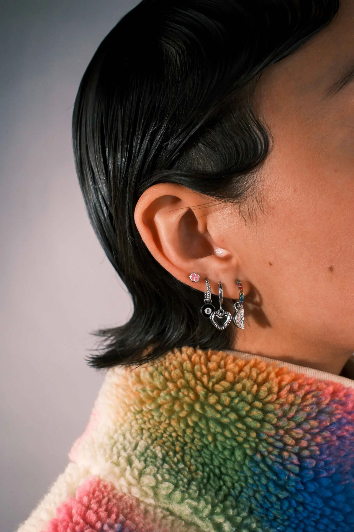 Clover Enamel Flat Back Stud - Pink - Image 3