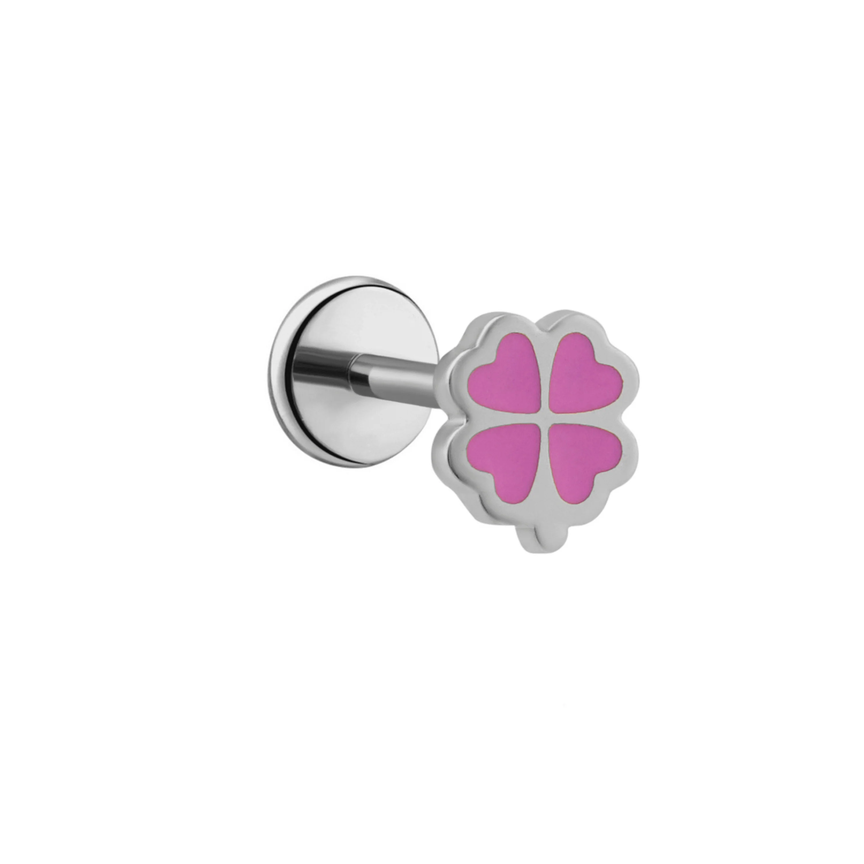 Clover Enamel Flat Back Stud - Pink - Image 7