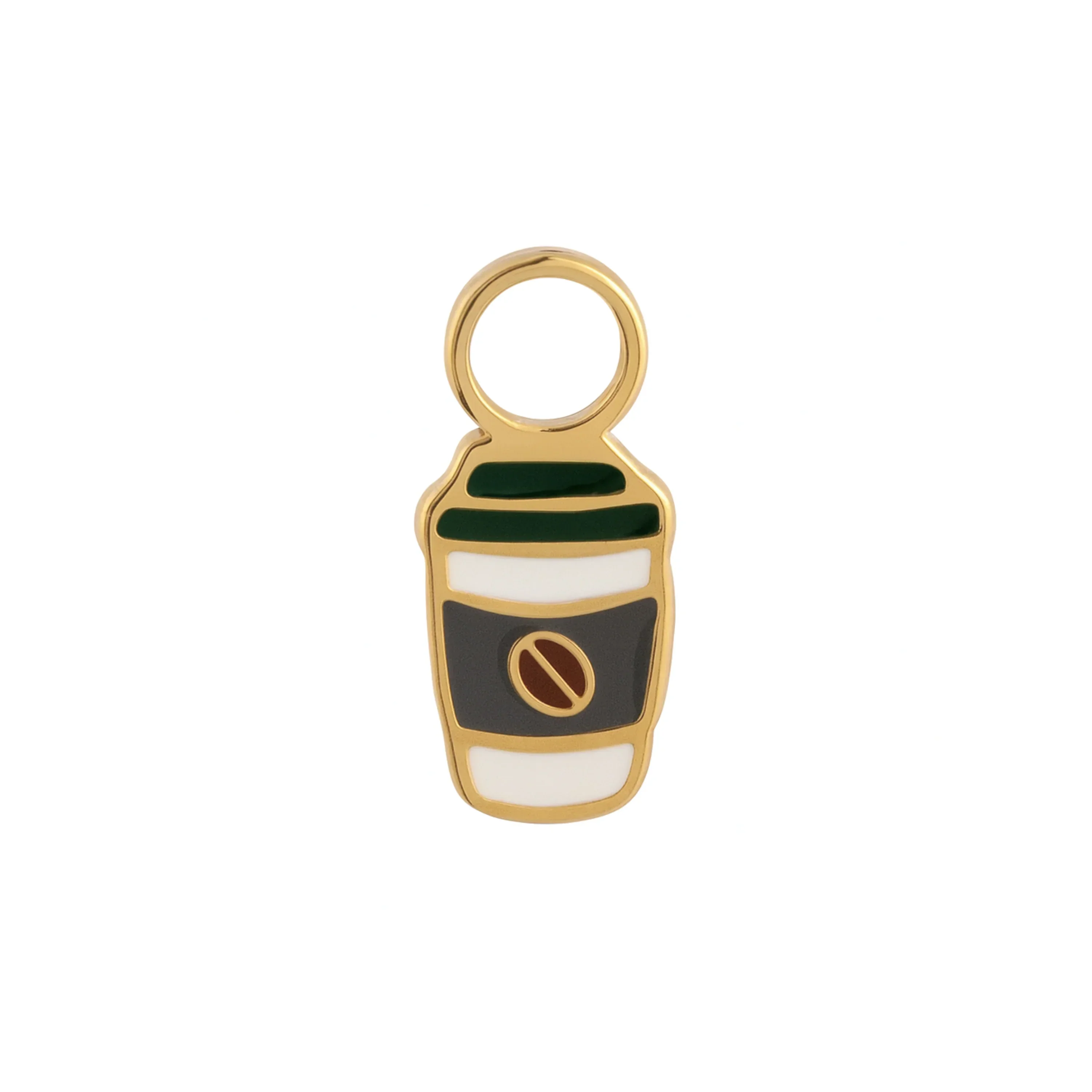 Coffee Cup Enamel Hoop Charm