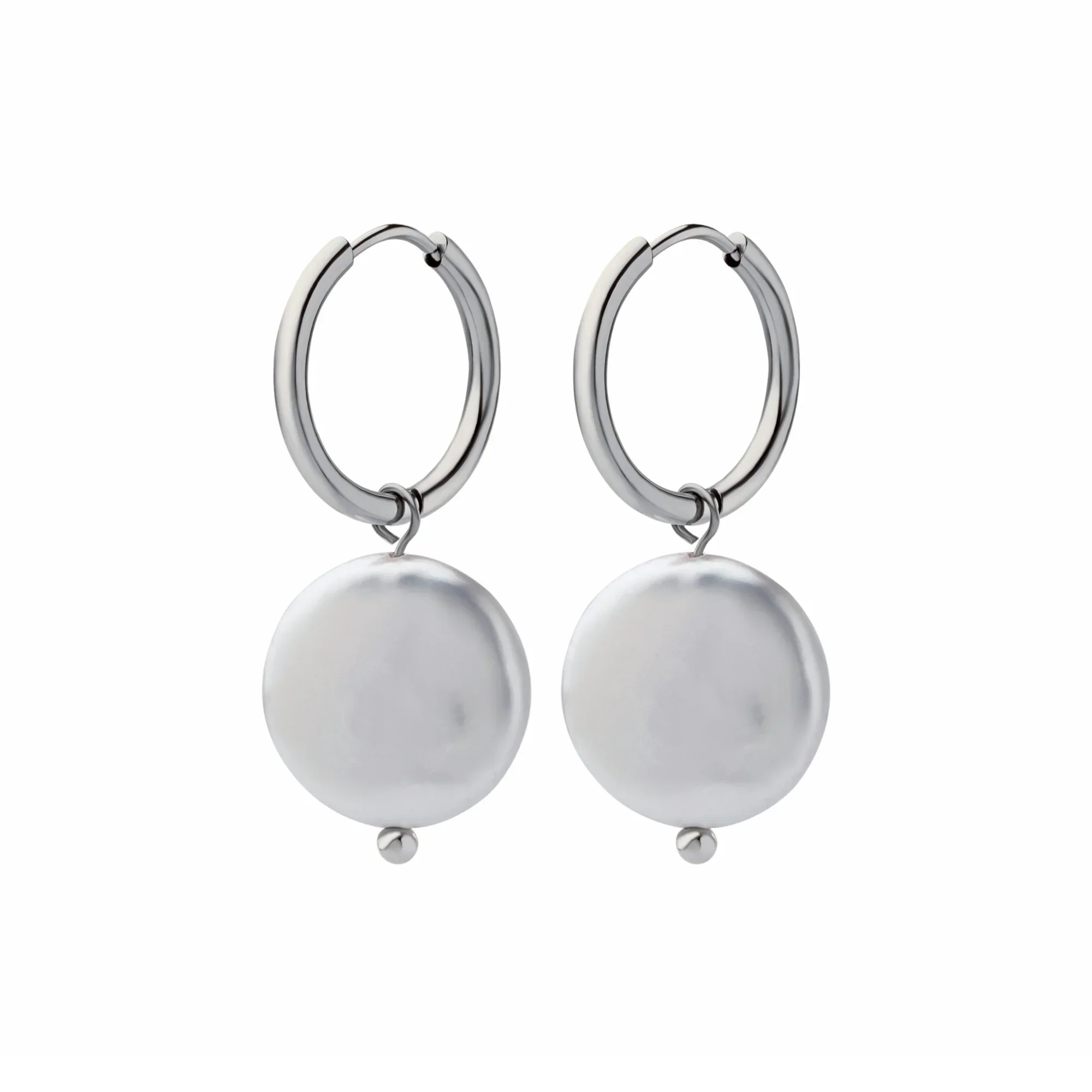 Coin Pearl Hoop Earrings - Image 6