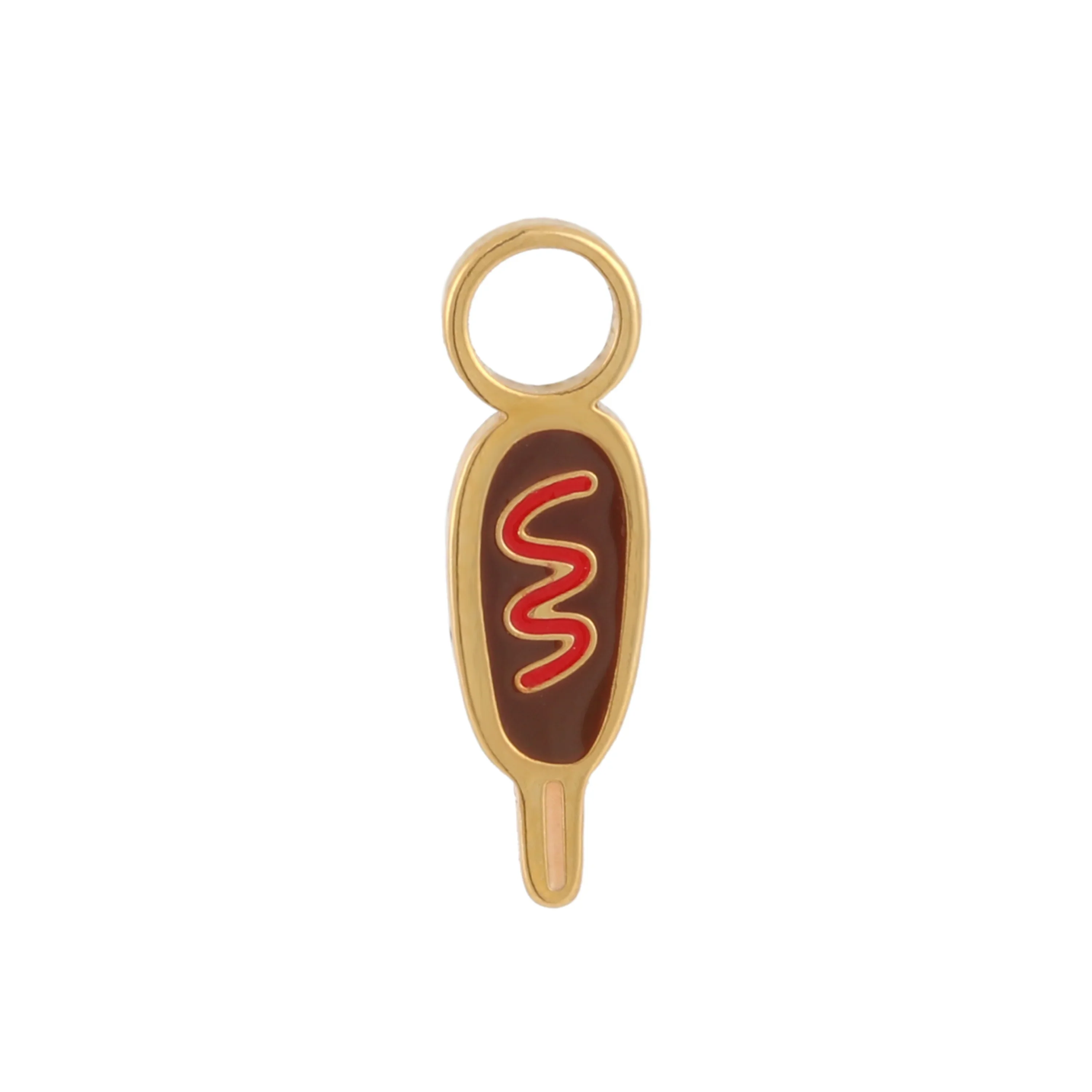 Corn Dog Enamel Hoop Charm