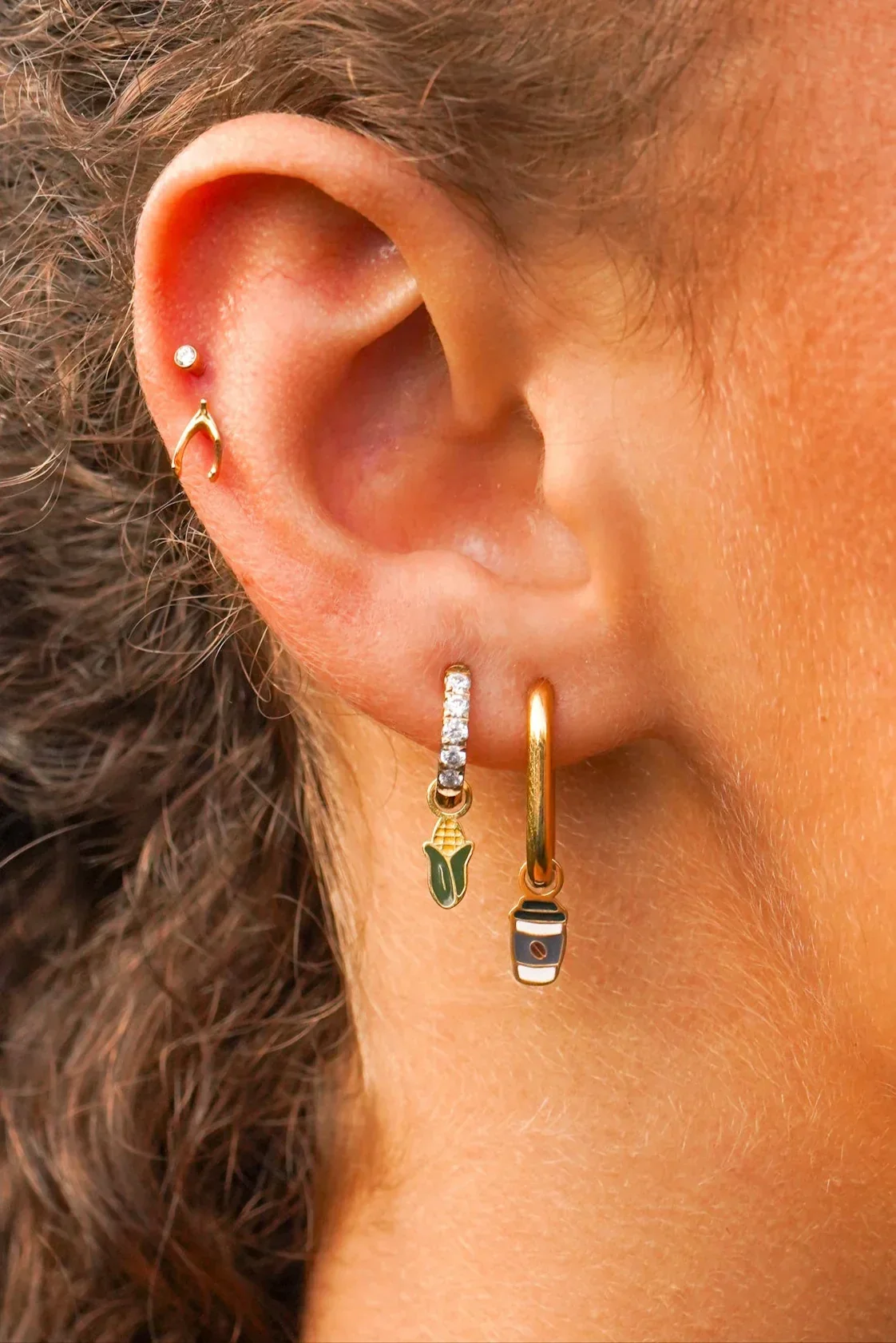 Corn Enamel Hoop Charm - Image 2