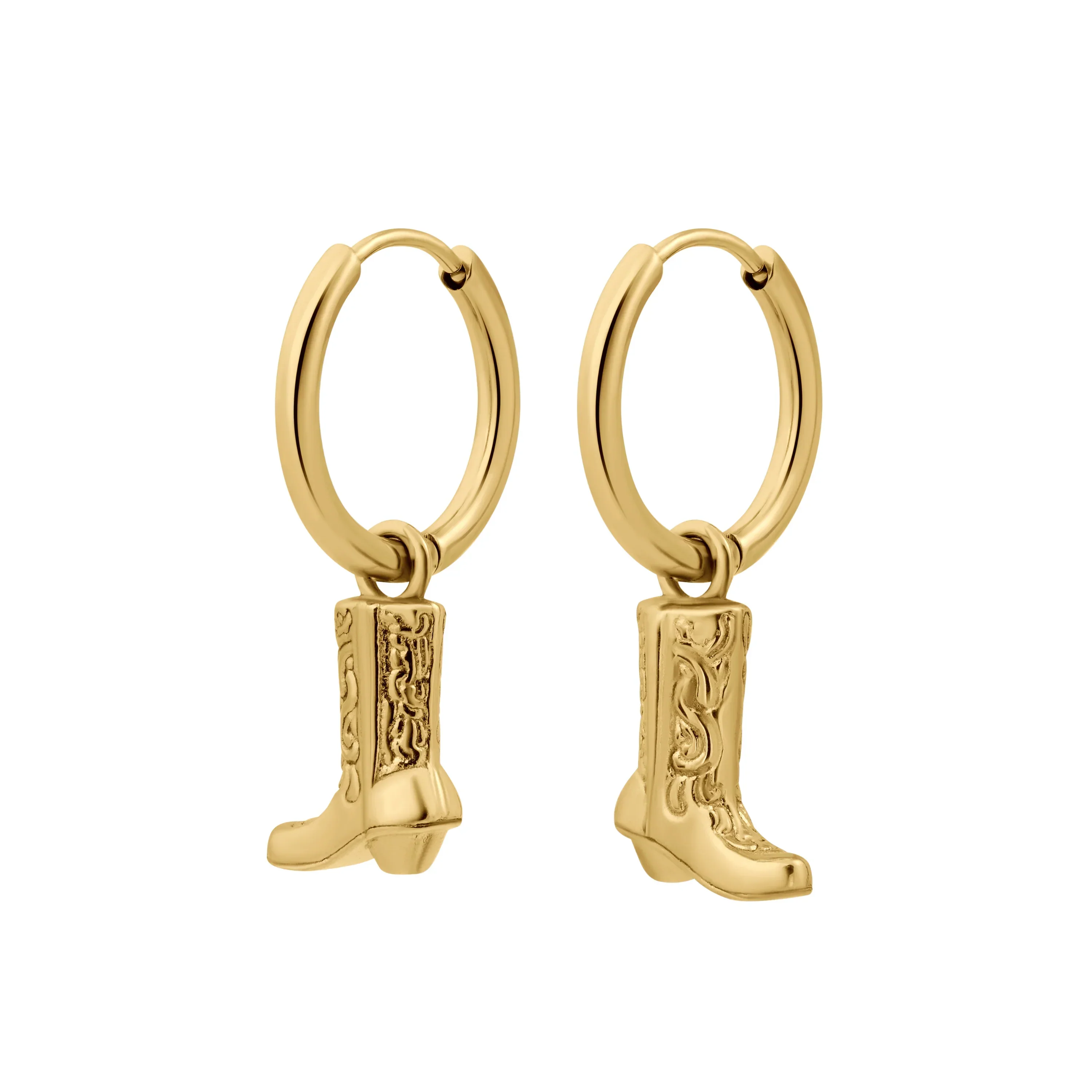 Cowgirl Boot Charm Hoops