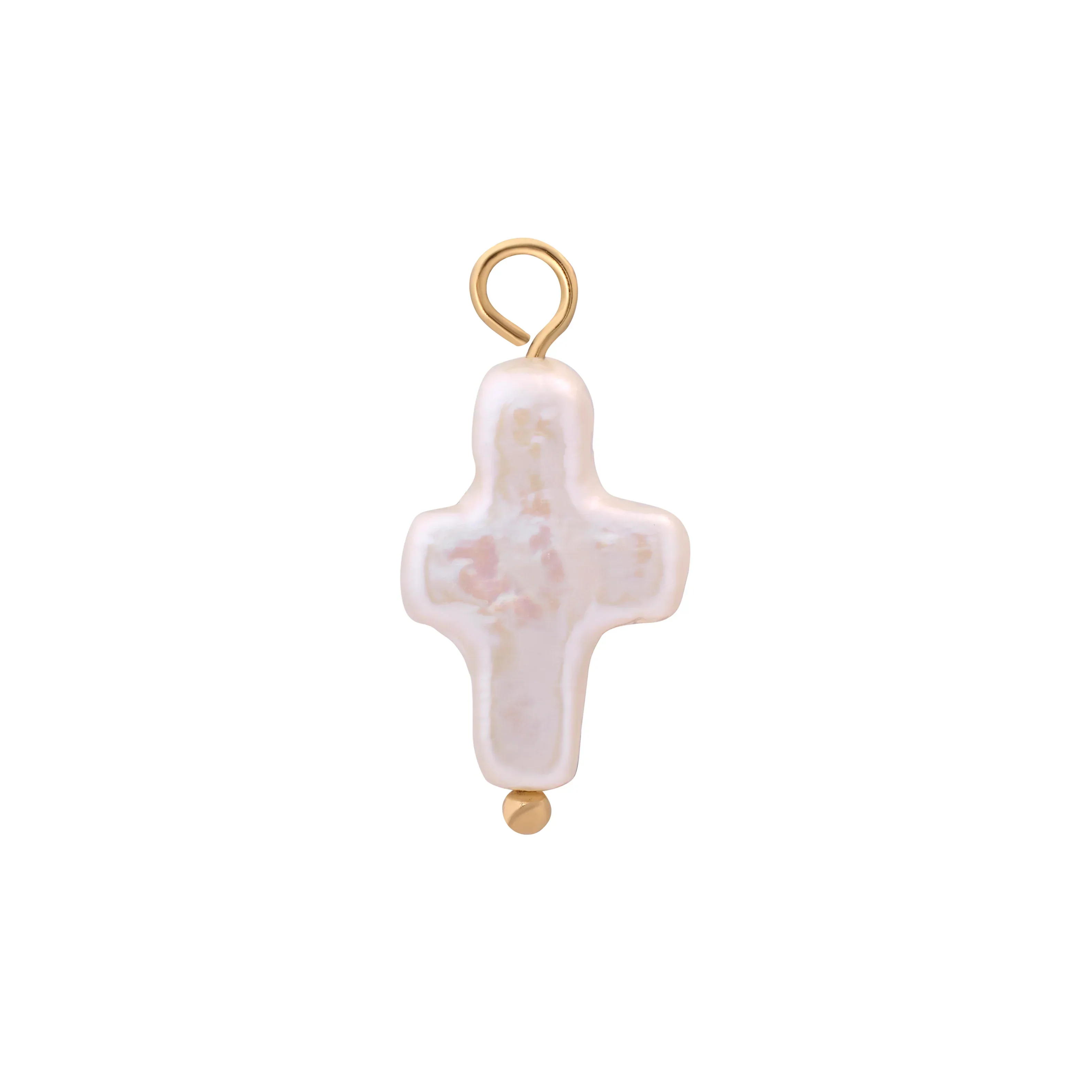 Cross Pearl Hoop Charm