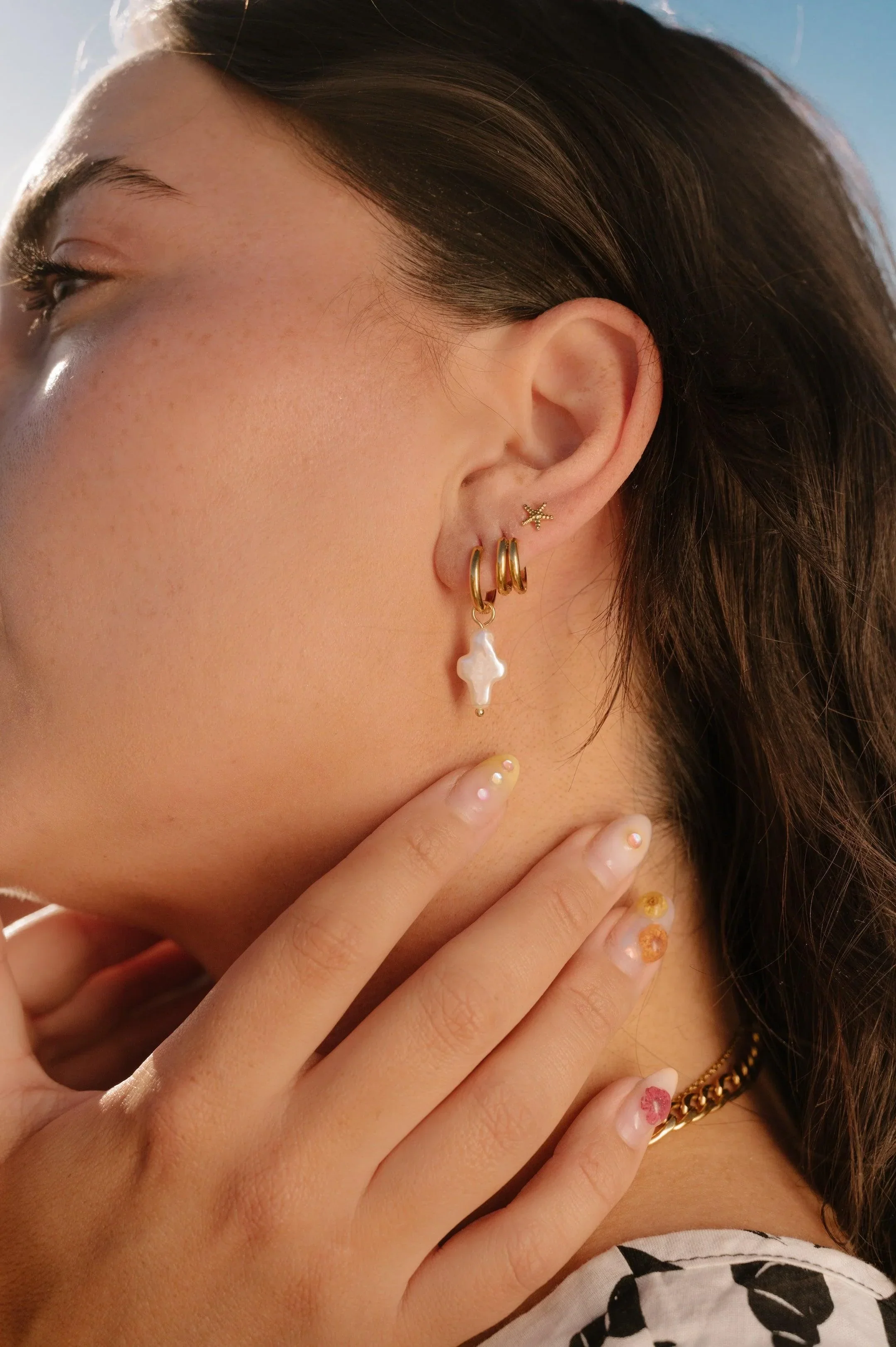 Cross Pearl Hoop Charm - Image 2