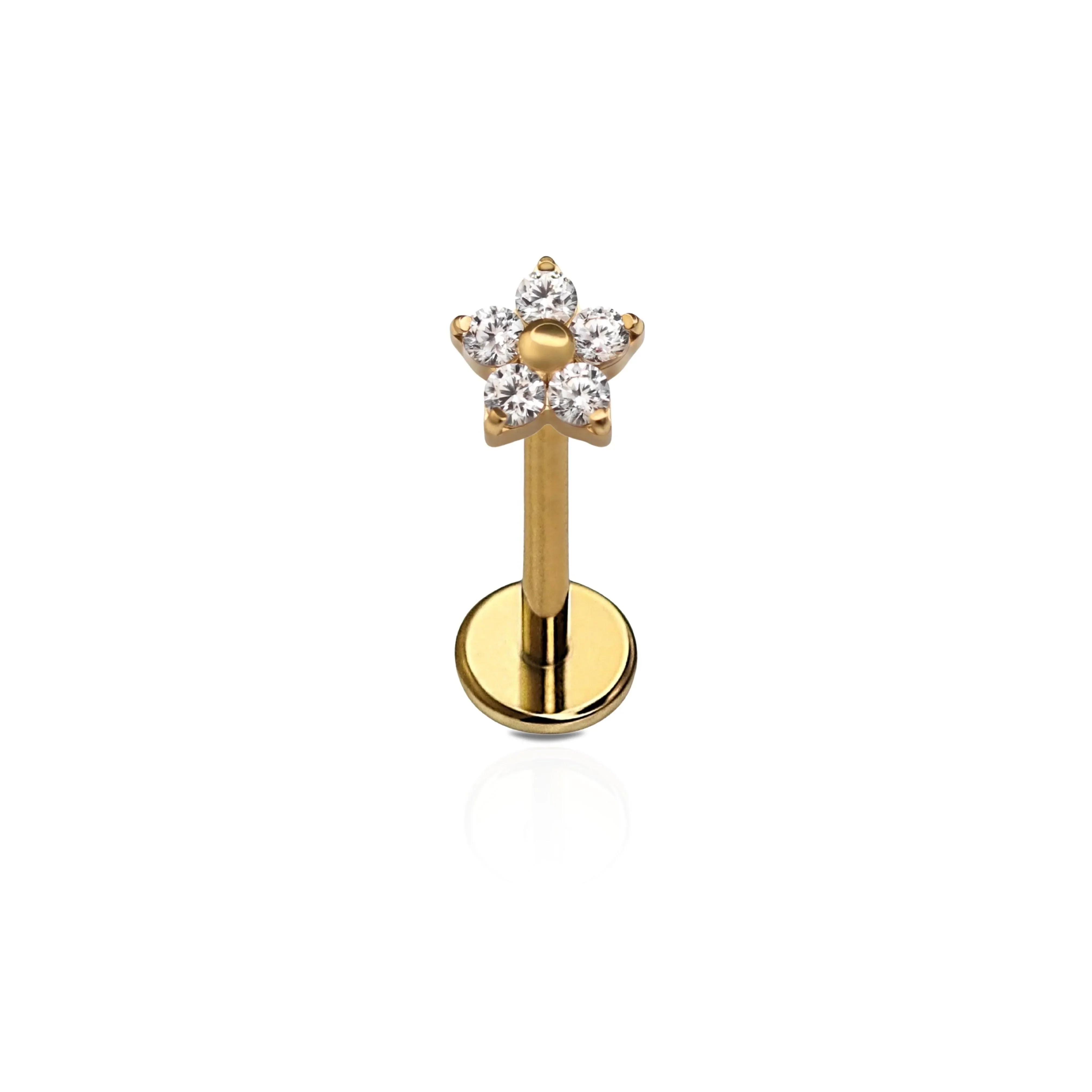 CZ Bloom Flat Back Stud - Clear