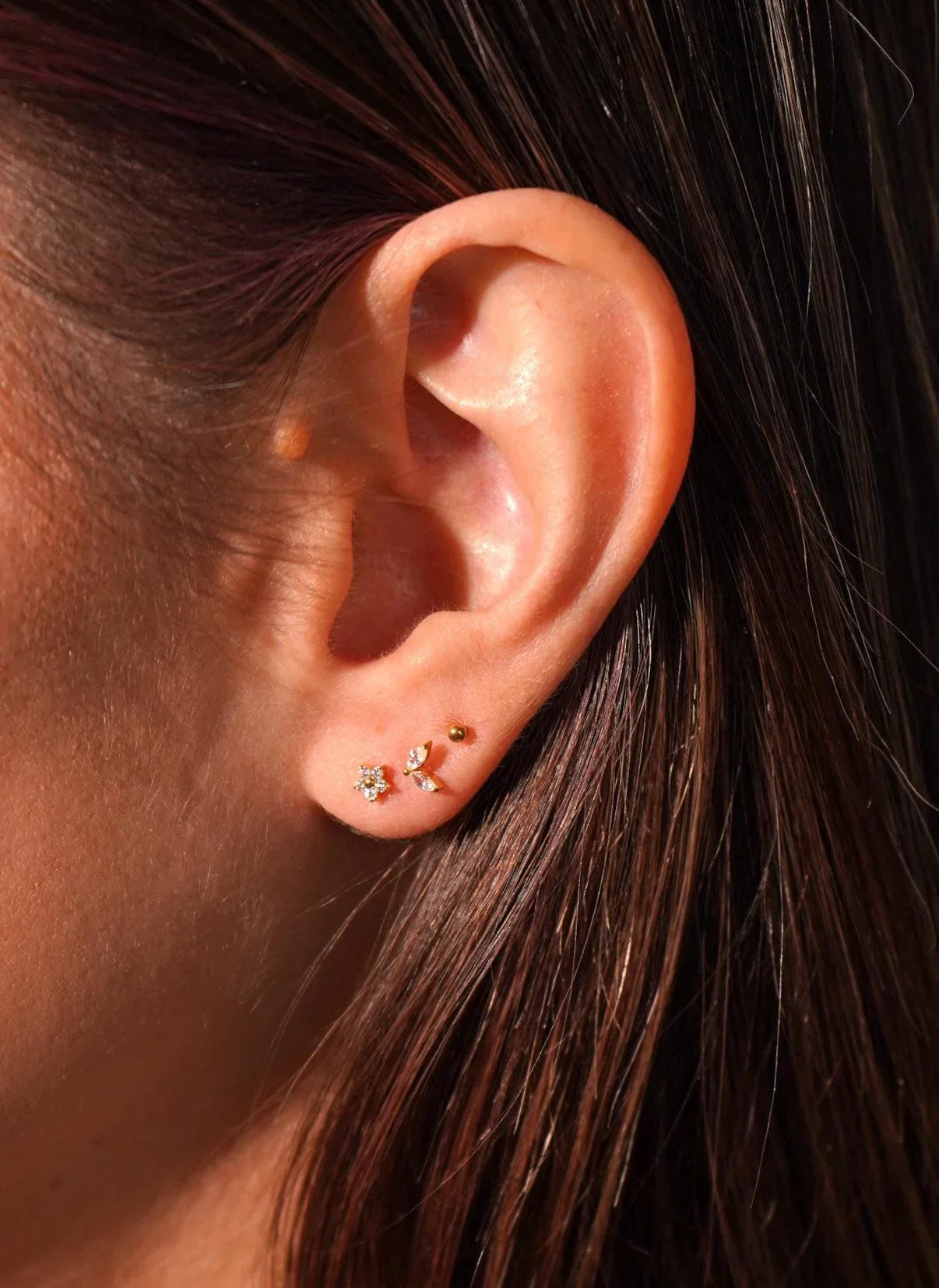 CZ Bloom Flat Back Stud - Clear - Image 2