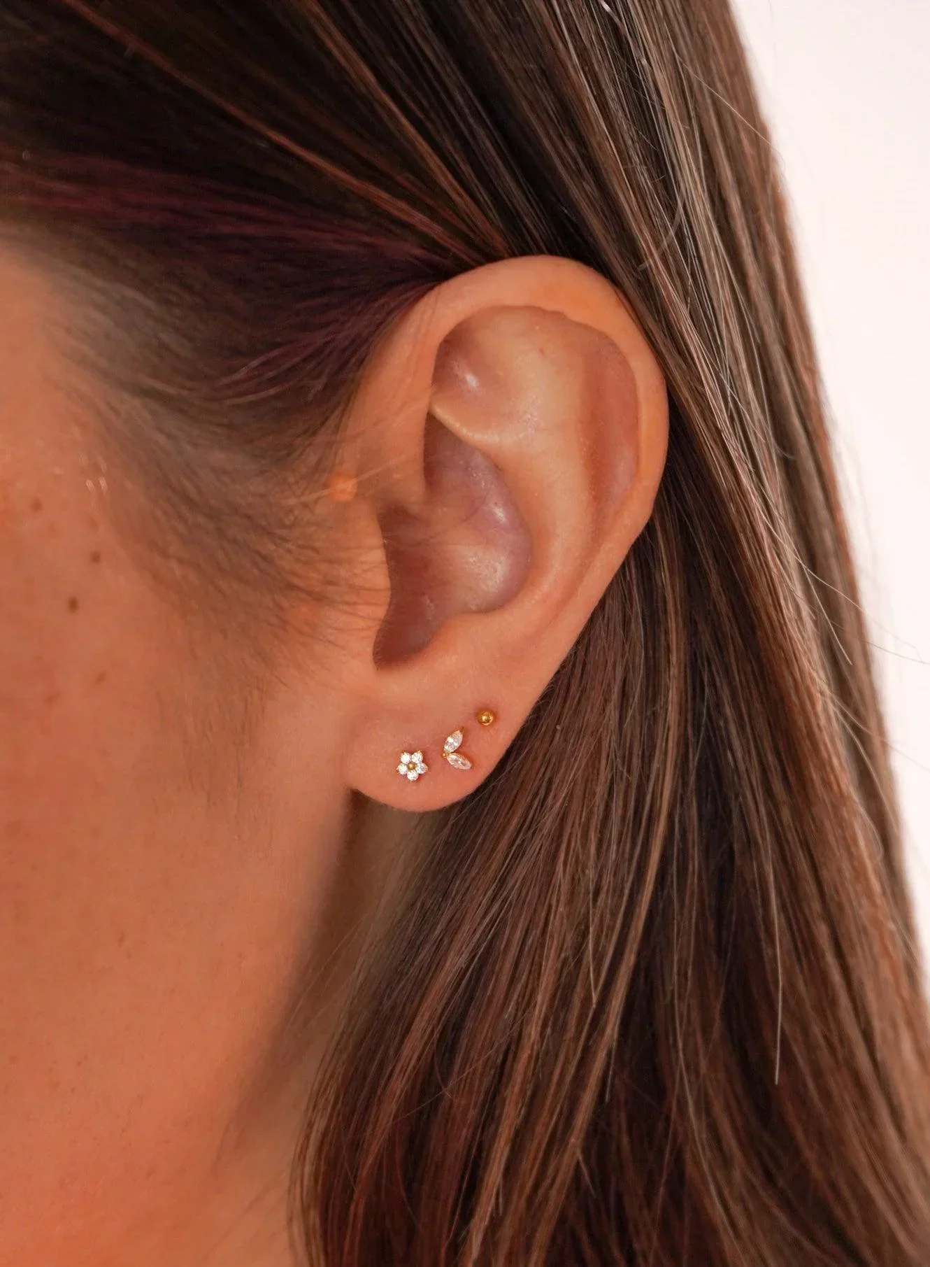 CZ Leaf Duo Flat Back Stud - Image 3