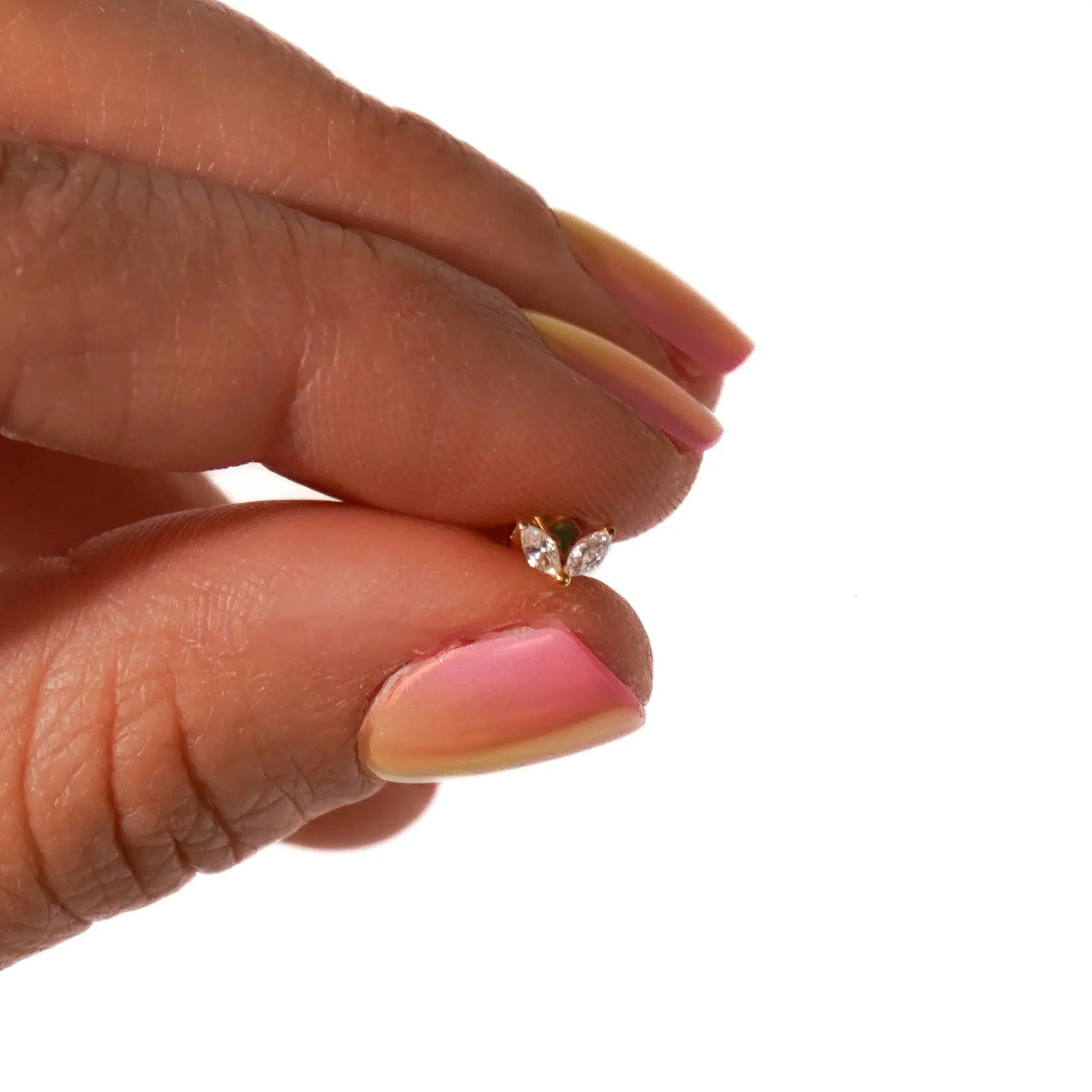 CZ Leaf Duo Flat Back Stud - Image 4