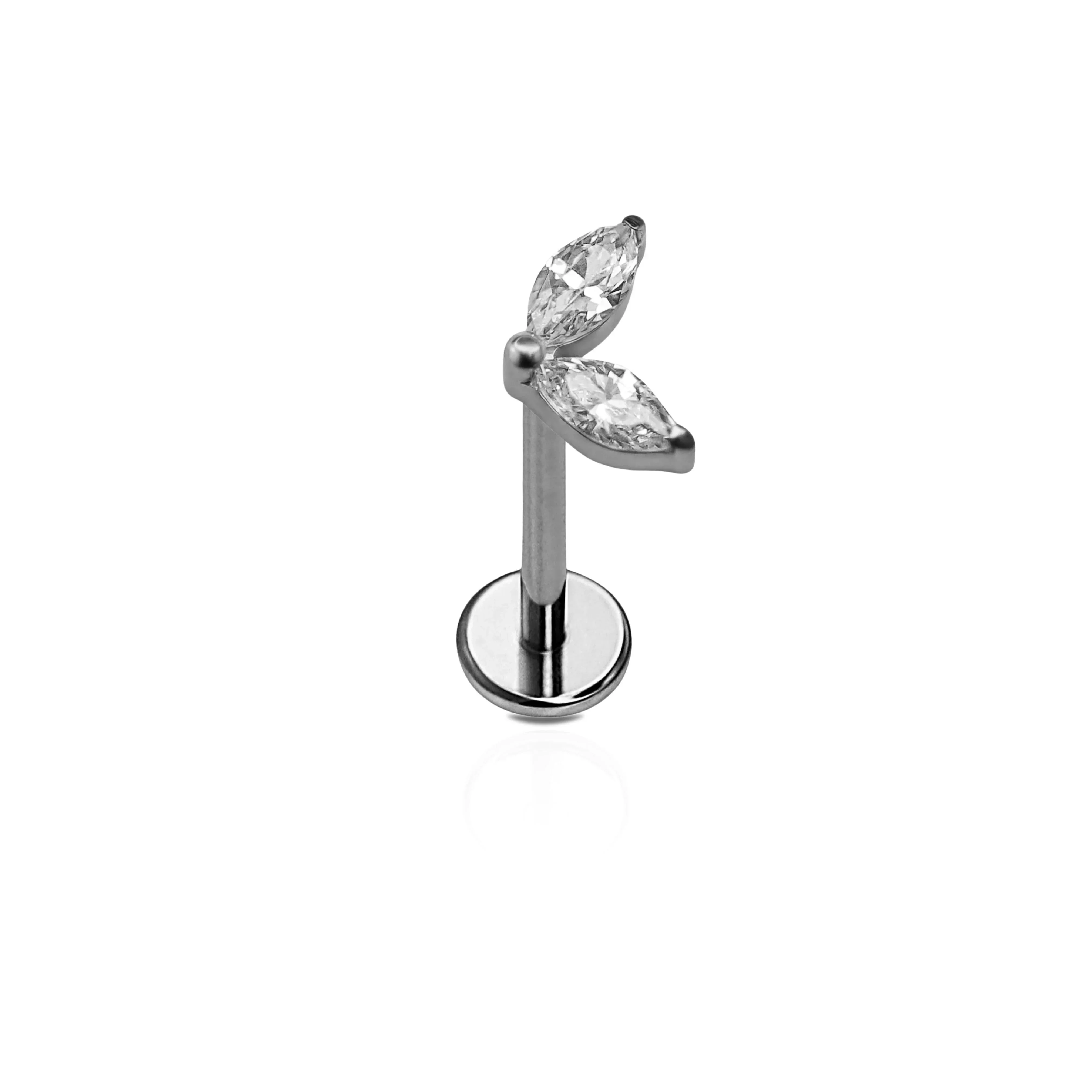 CZ Leaf Duo Flat Back Stud - Image 7