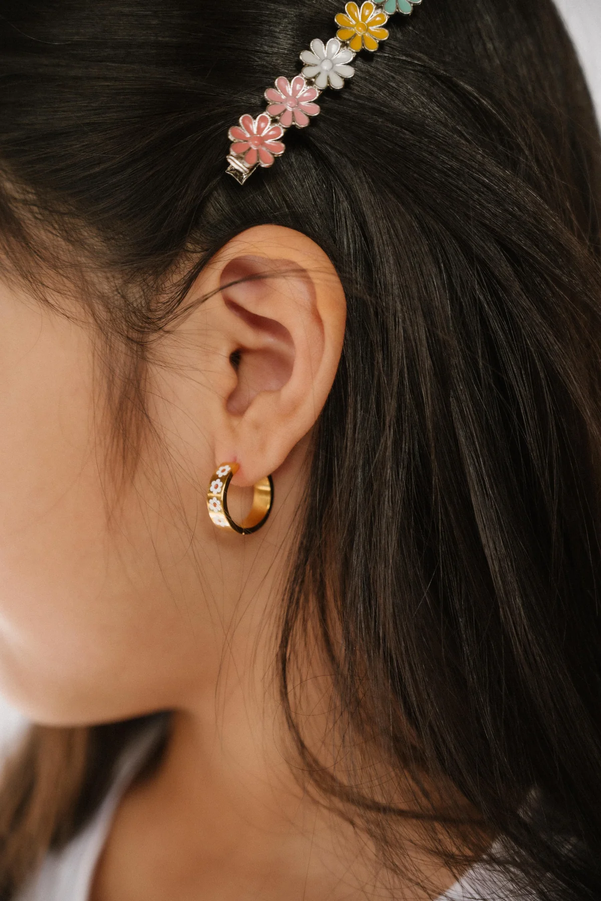 Daisy Enamel Titanium Hoops - Image 2