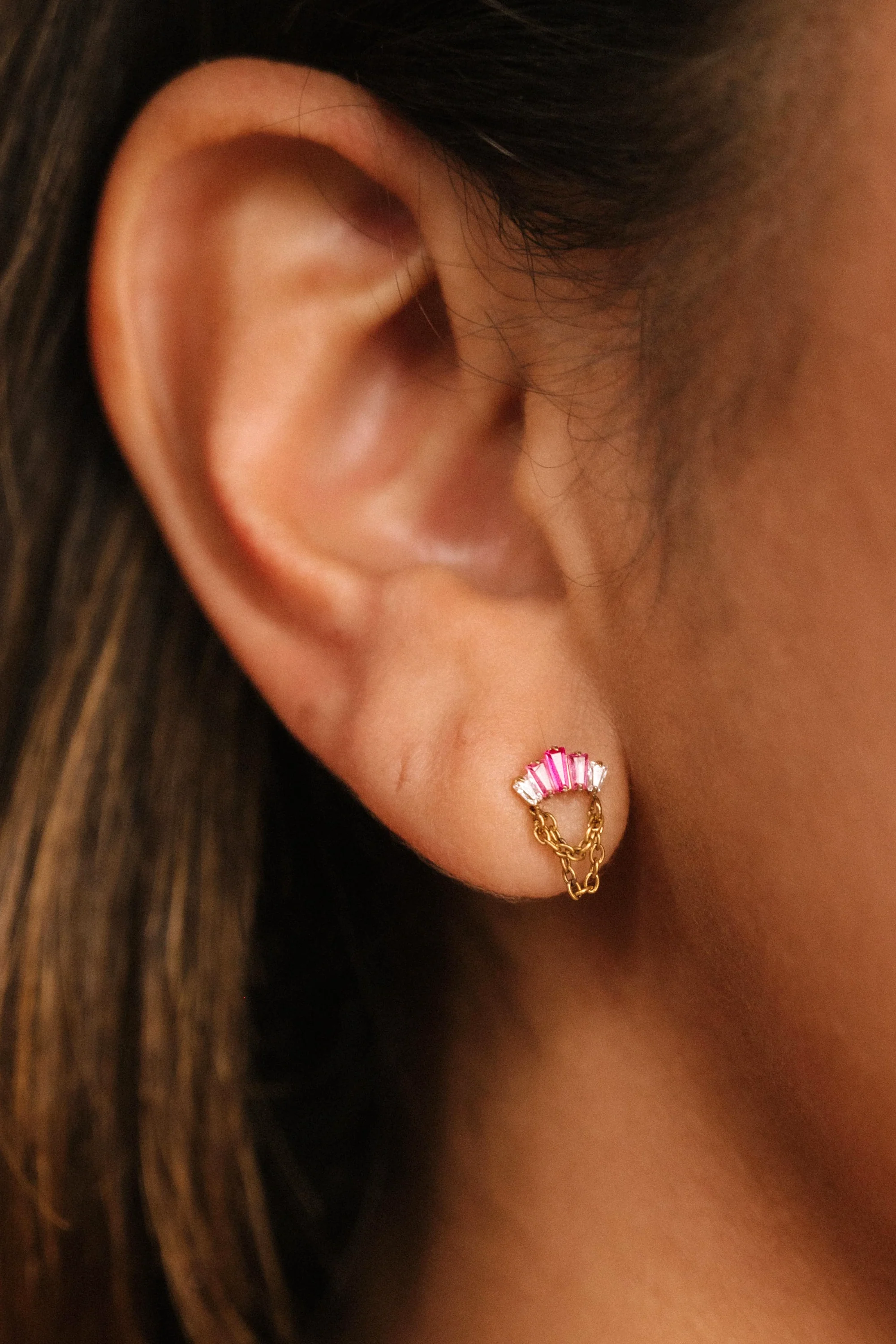 Diadem Flat Back Stud - Pink - Image 2