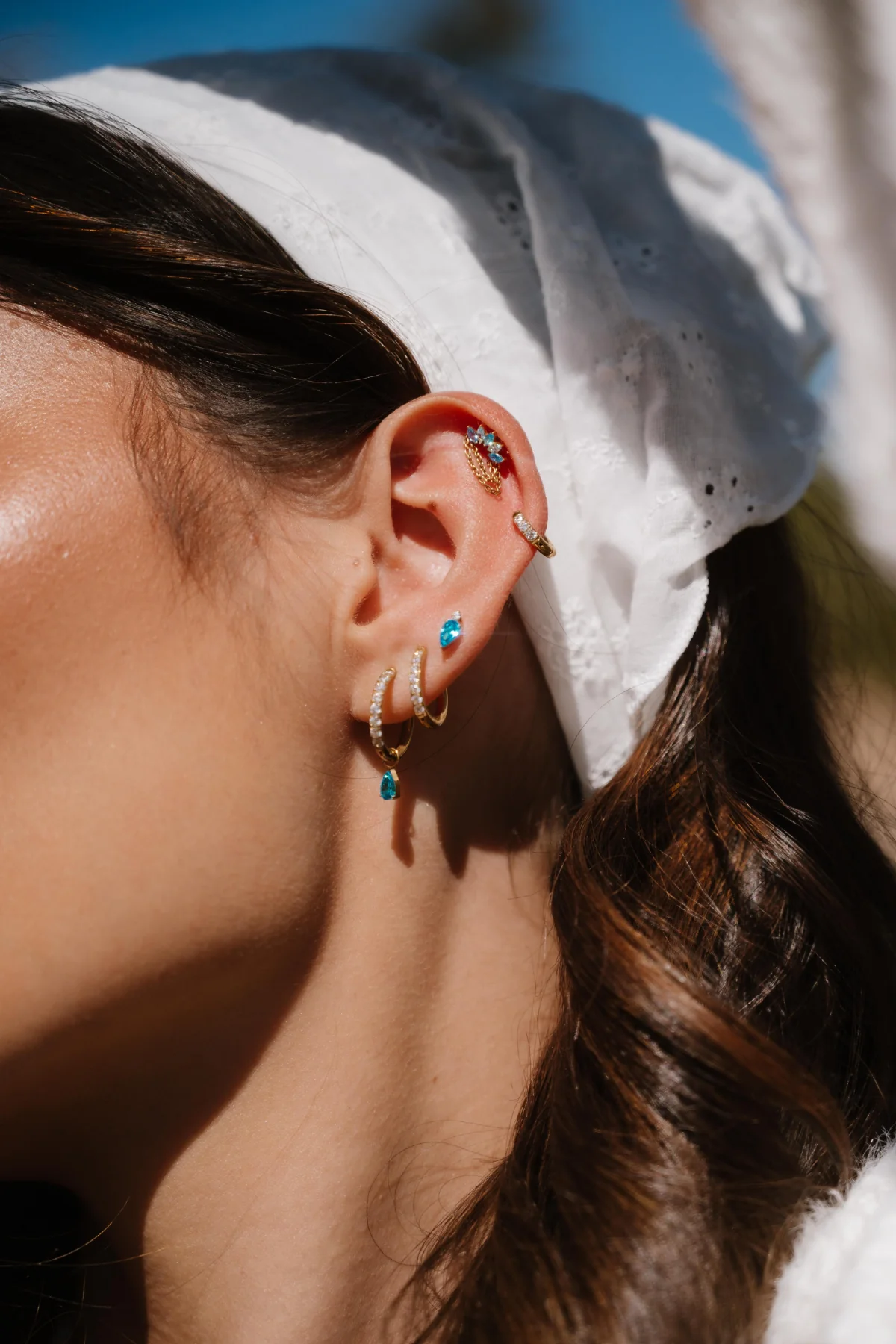 Diadem Flat Back Stud- Sky Blue - Image 2