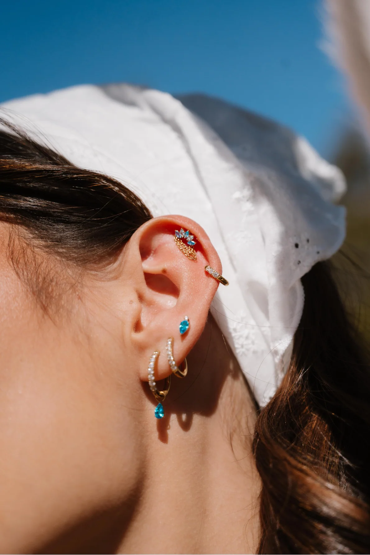 Diadem Flat Back Stud- Sky Blue - Image 3