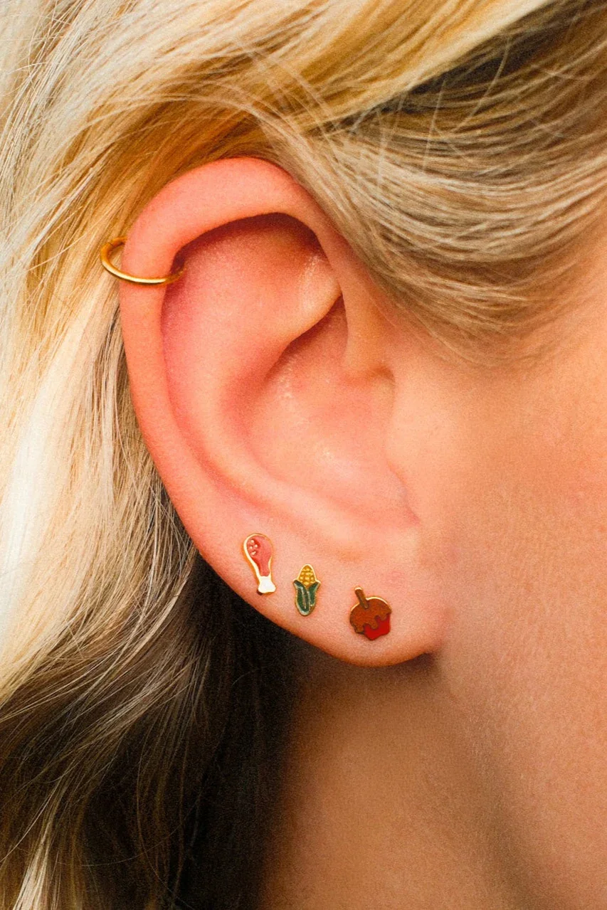 Ear of Corn Enamel Flat Back Stud - Image 2