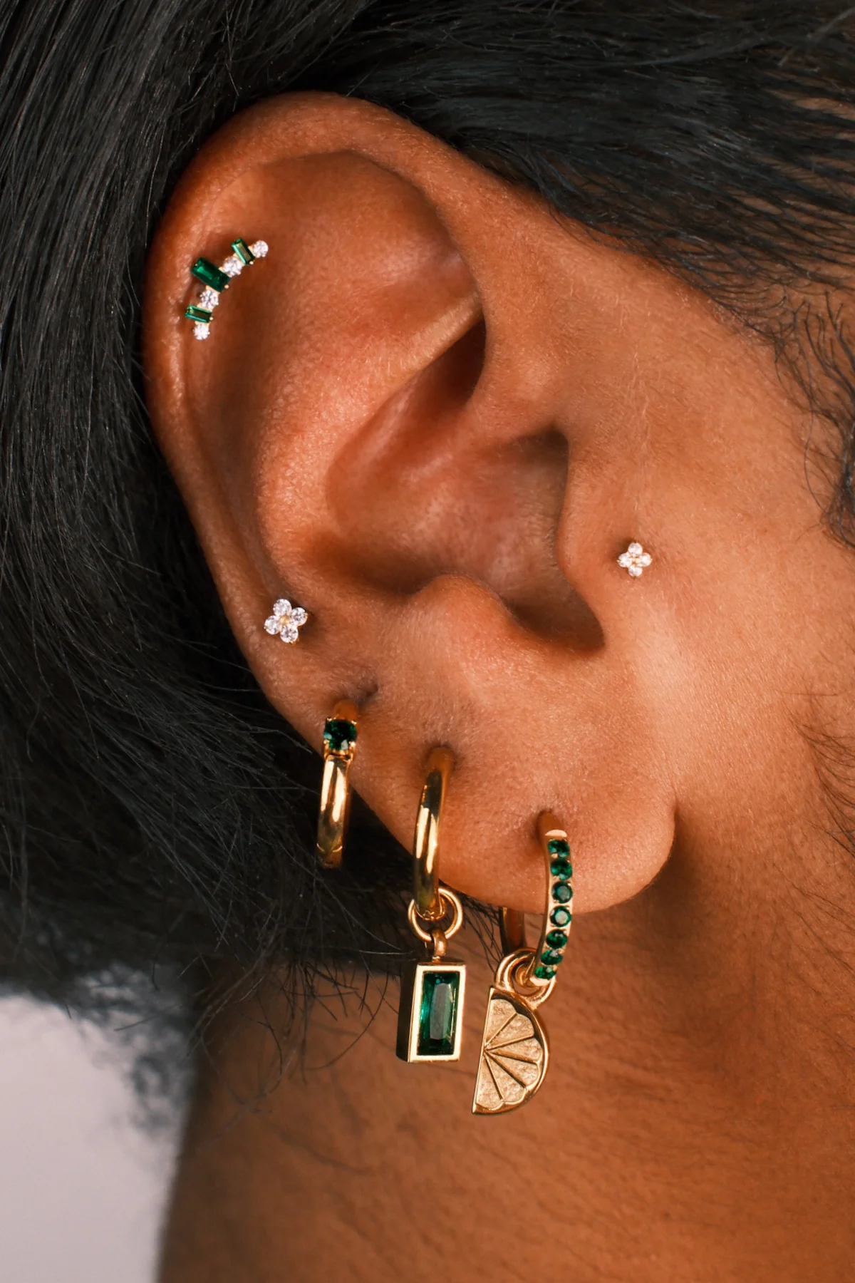 Emerald Titanium Celestial Hoops - Image 3