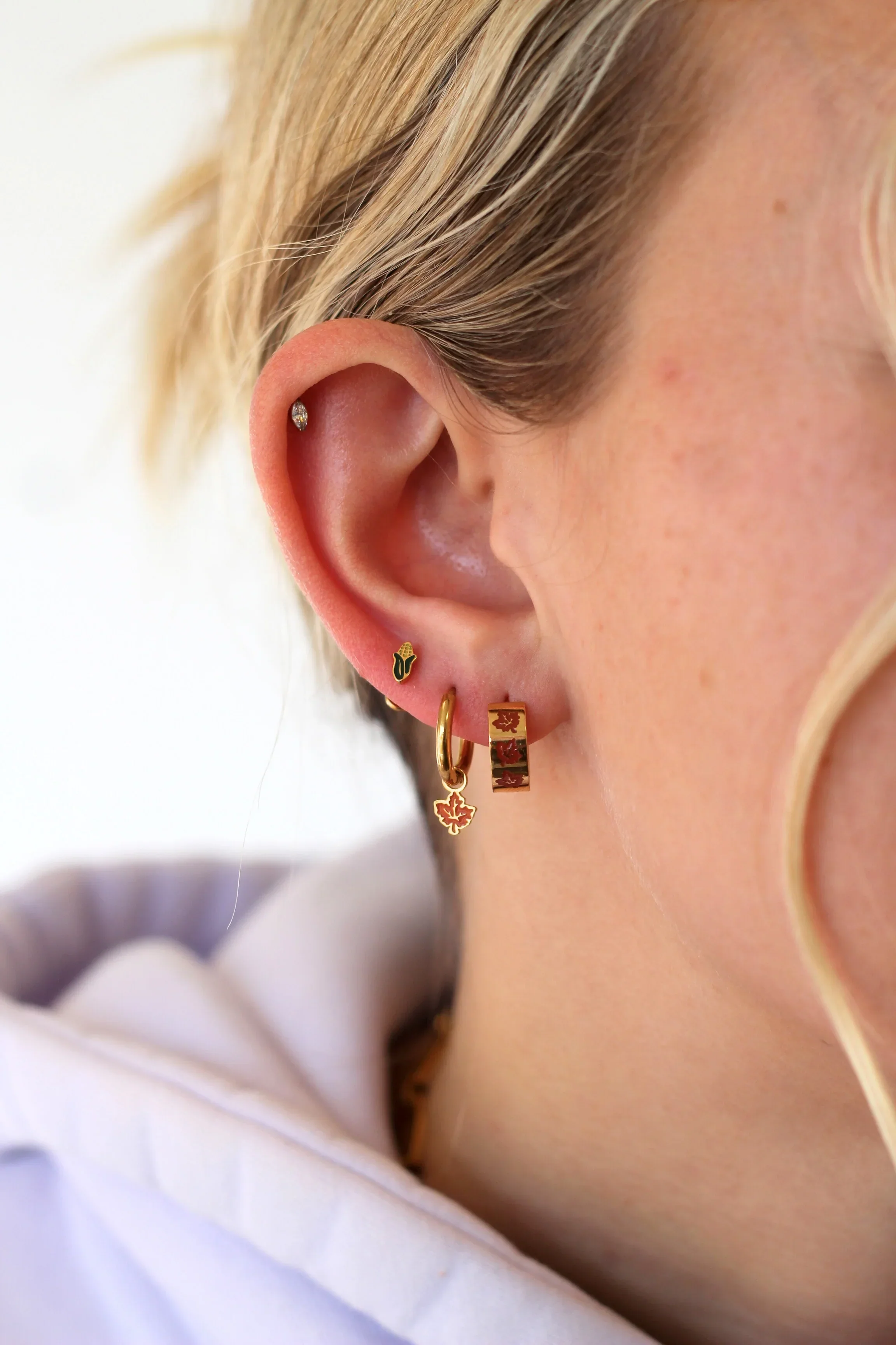 Falling Leaves Titanium Hoops - Image 3