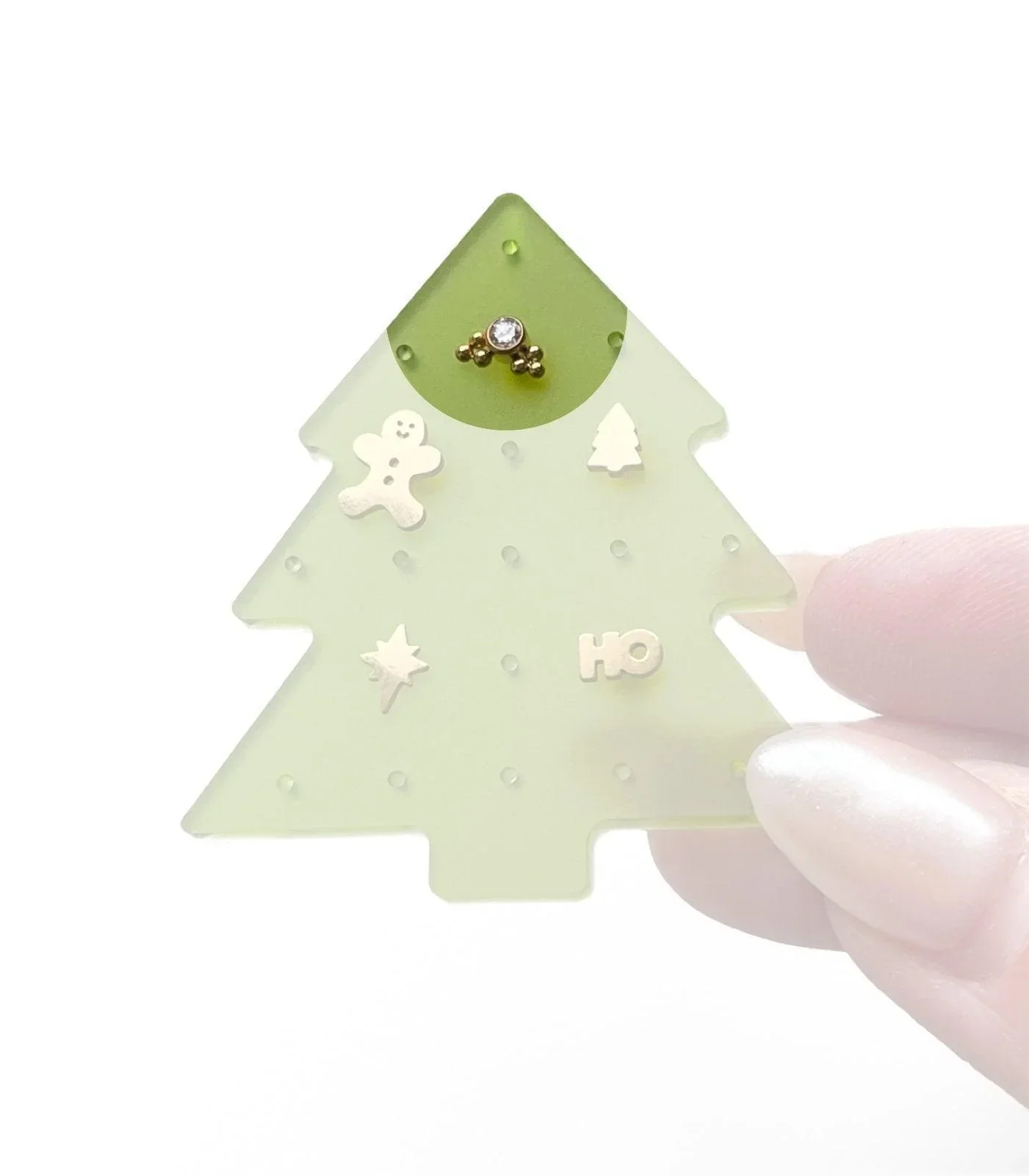 Festive Holly Flat Back Stud - Image 4