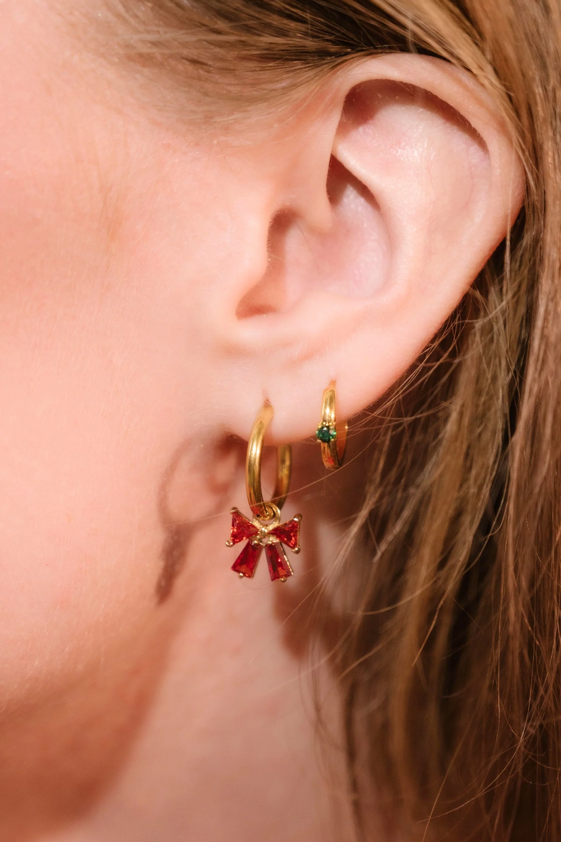 Clara Bow Hoop Charm - Garnet - Image 2