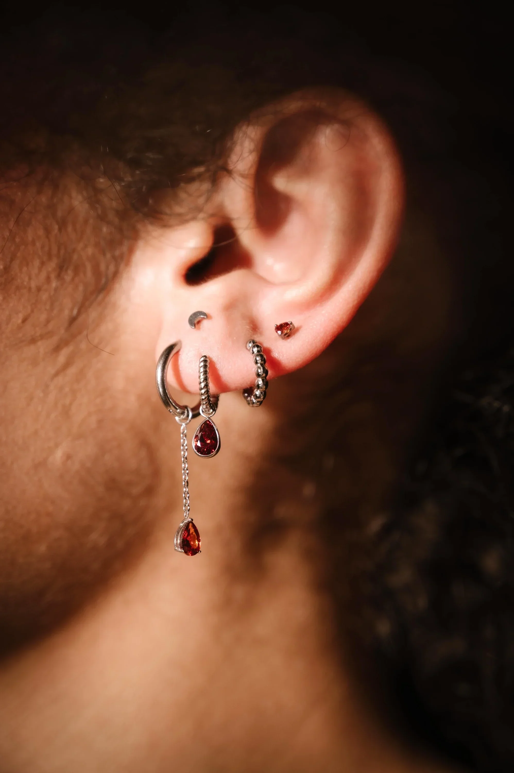 Garnet Drop Flat Back Stud - Image 3
