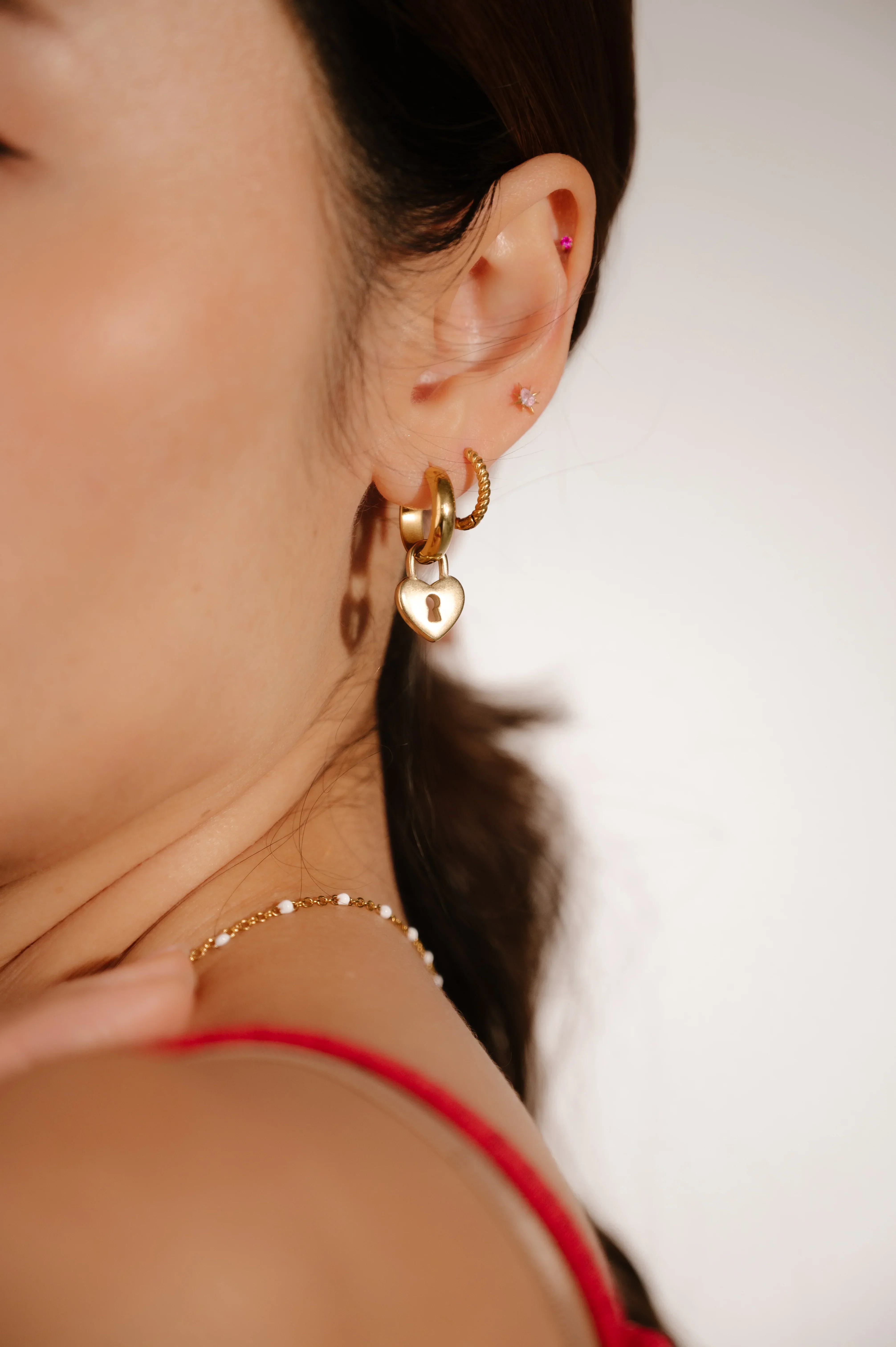 Heart Lock Hoop Charm - Image 3