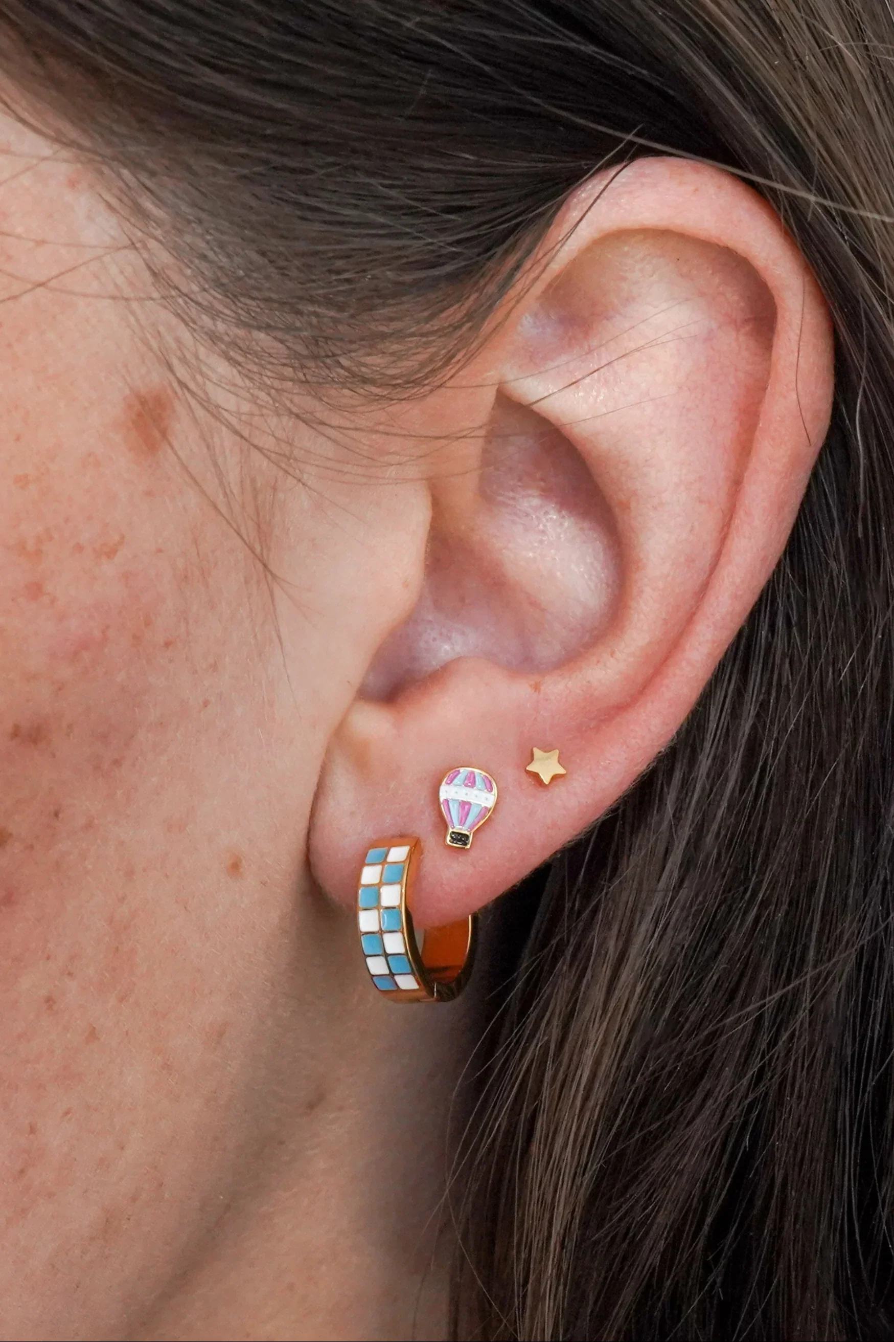 Hot Air Balloon Enamel Flat Back Stud - Image 2