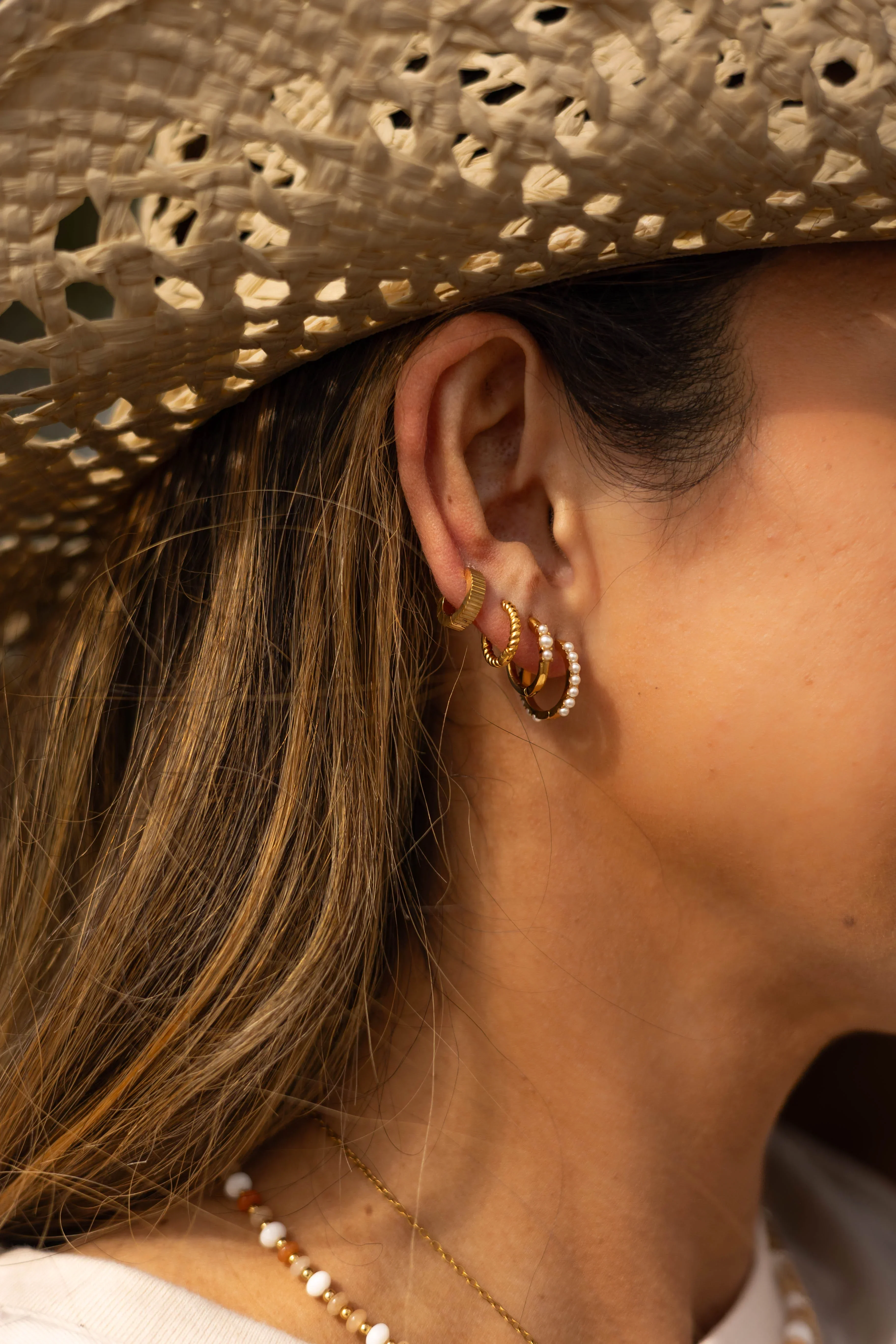 Isla Pearl Titanium Hoops - Image 4