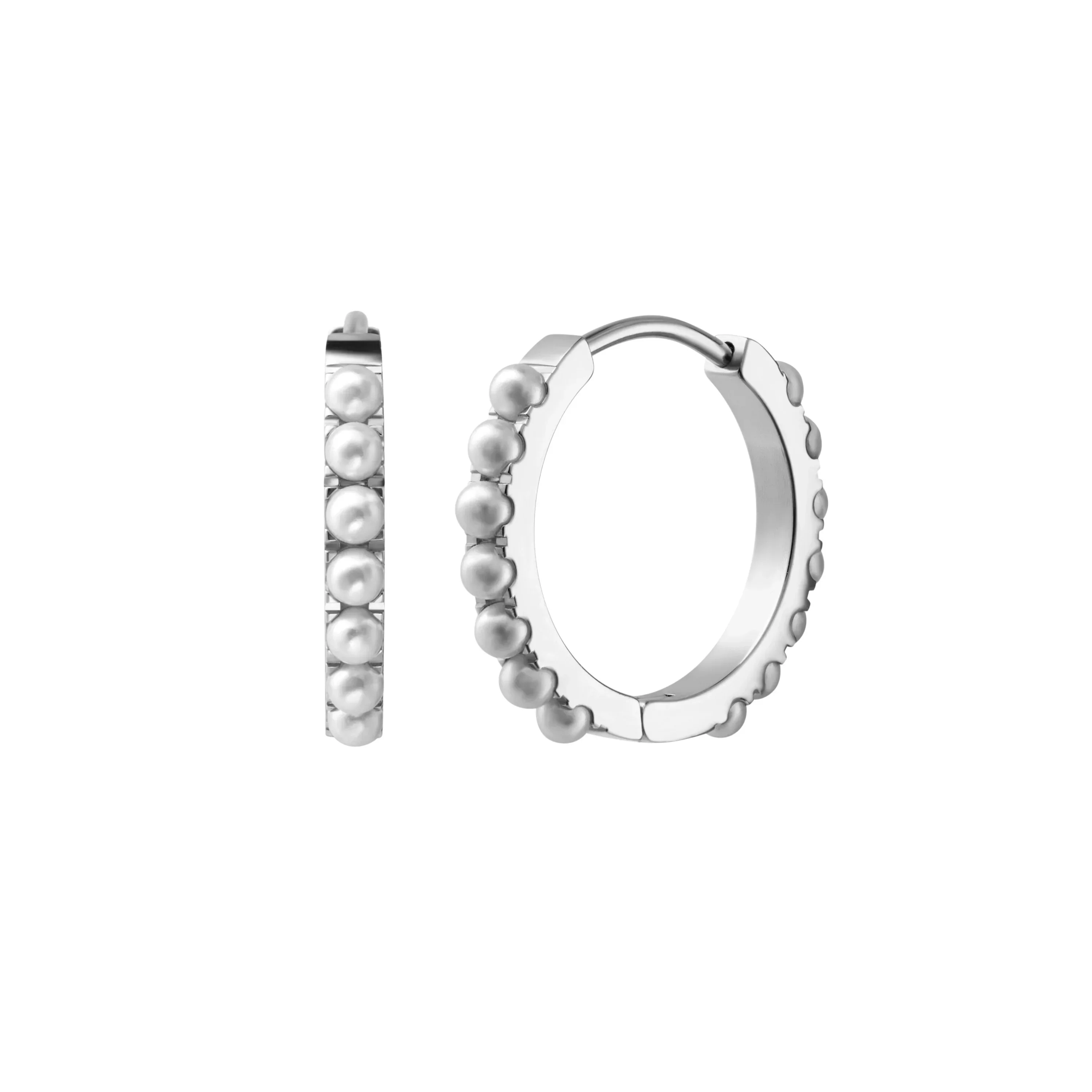 Isla Pearl Titanium Hoops - Image 8