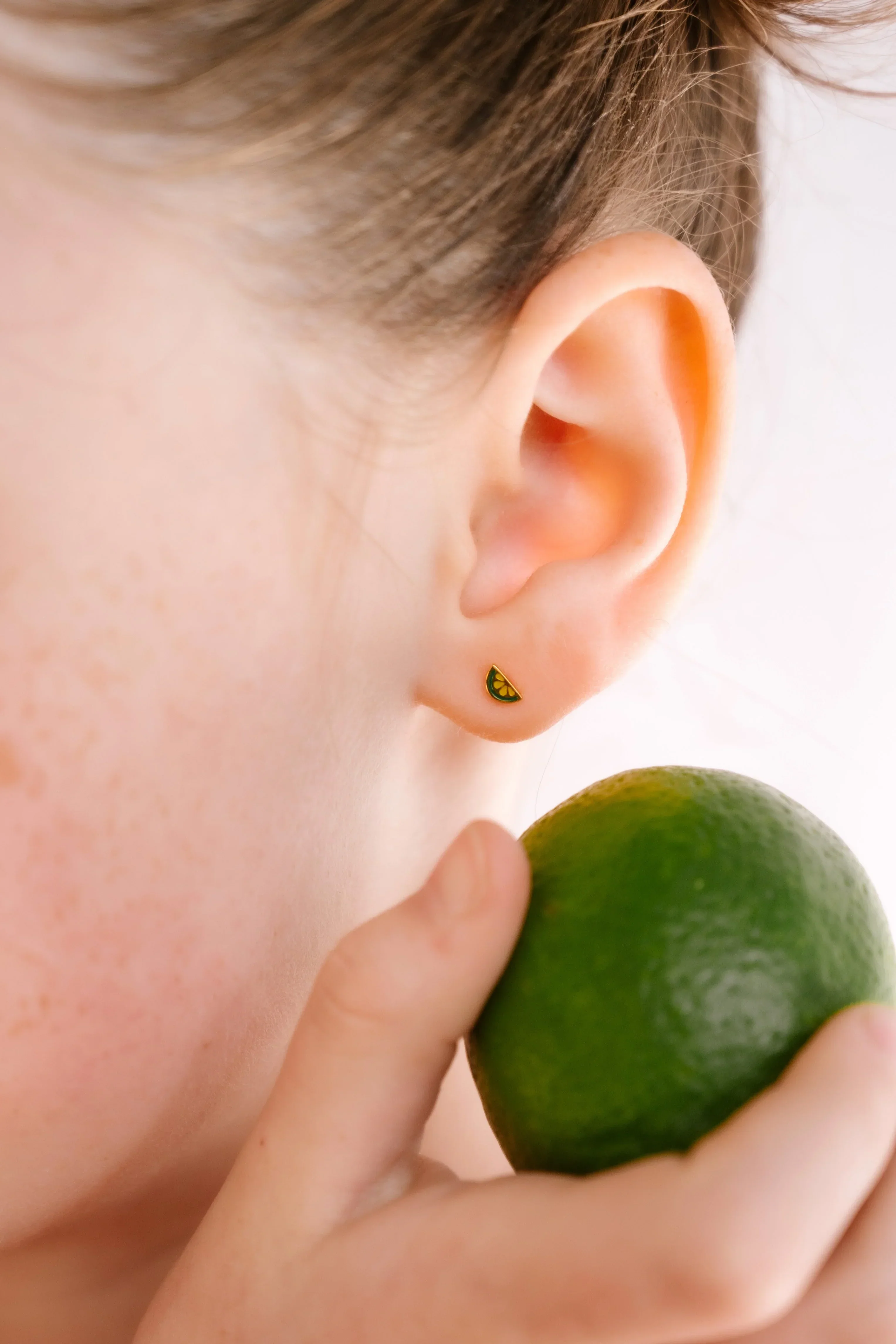 Lime Slice Enamel Flat Back Stud - Image 3