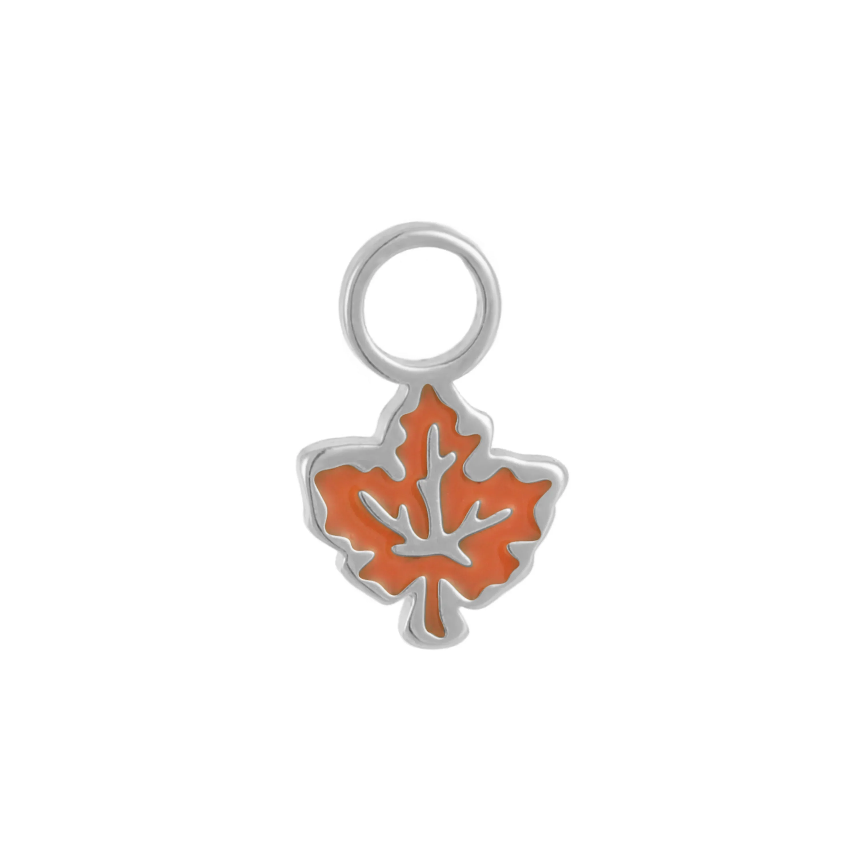 Maple Leaf Enamel Hoop Charm - Orange - Image 3