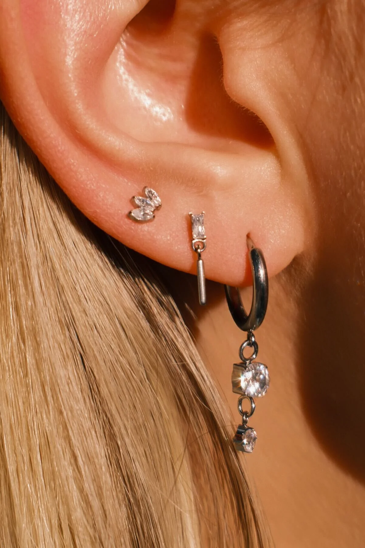 Marquise Trio Flat Back Stud - Clear - Image 2