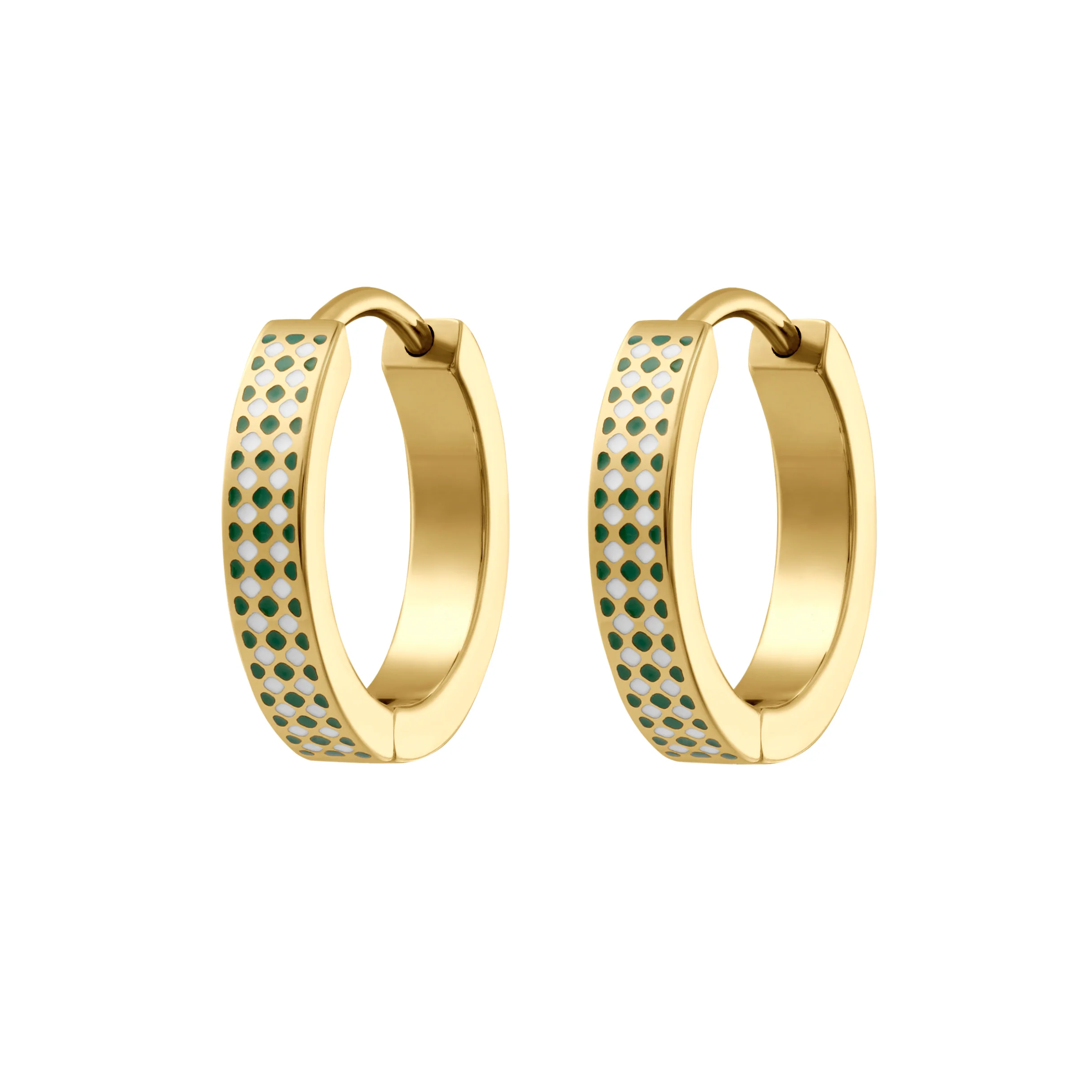 Micro Check Titanium Hoops - Green