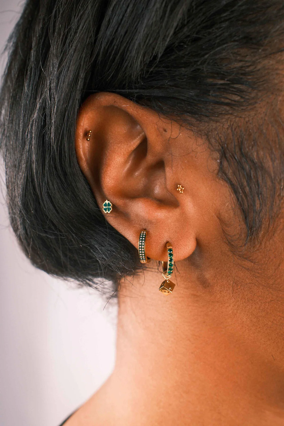 Micro Check Titanium Hoops - Green - Image 2