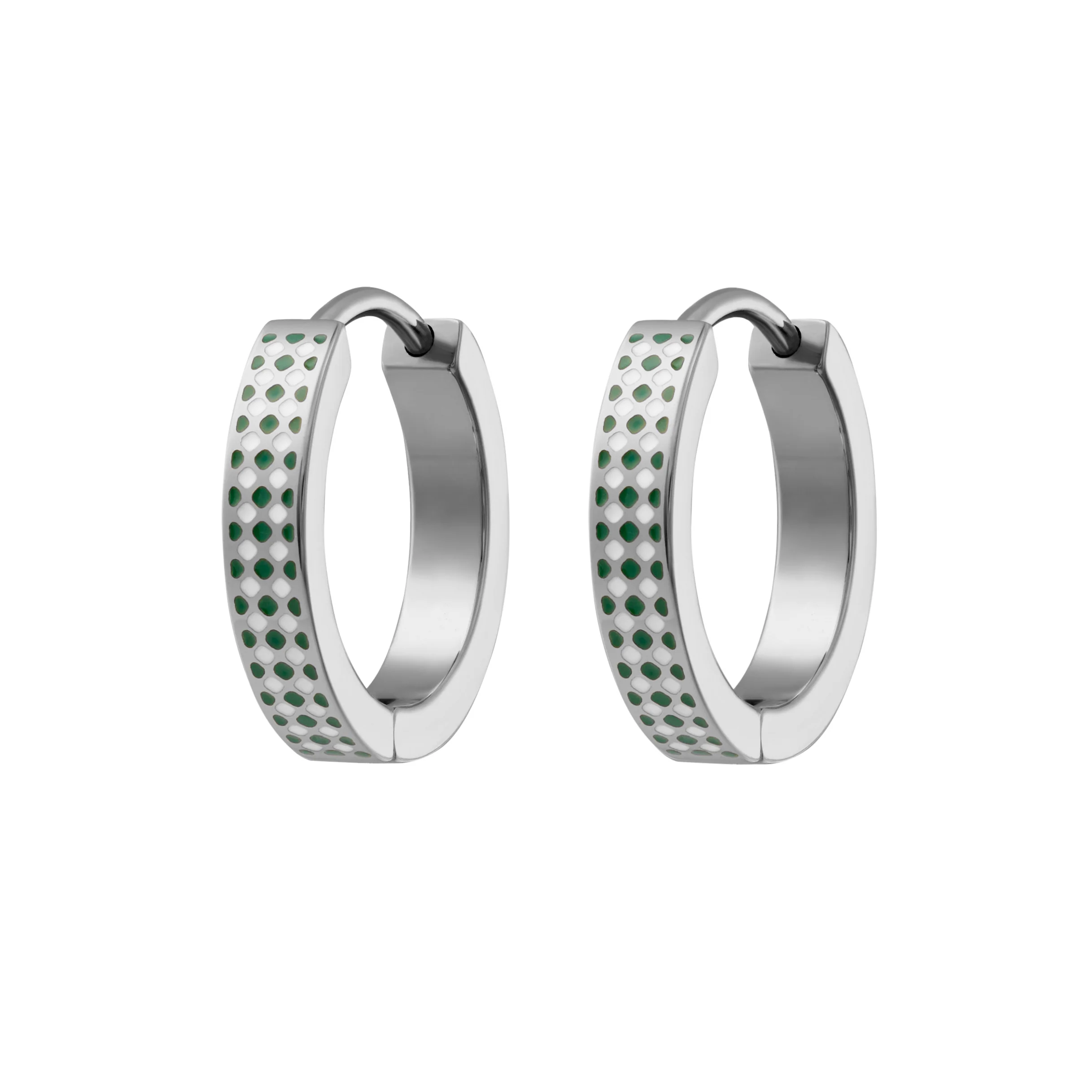 Micro Check Titanium Hoops - Green - Image 5