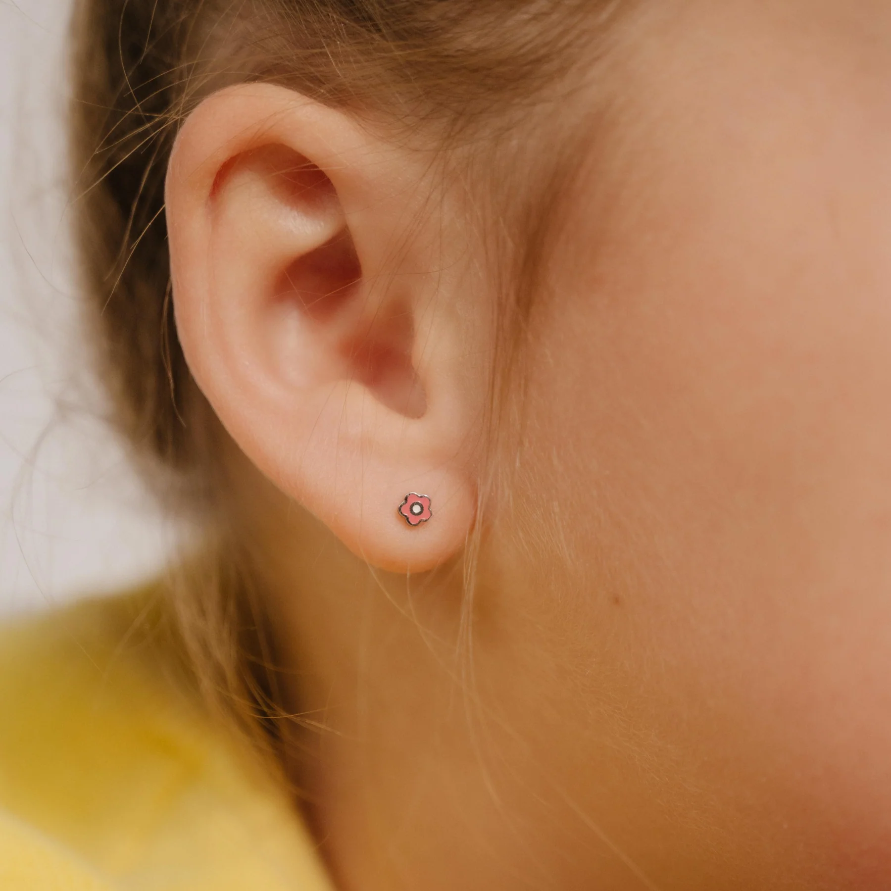 Micro Enamel Daisy Flat Back Stud - Pink - Image 3