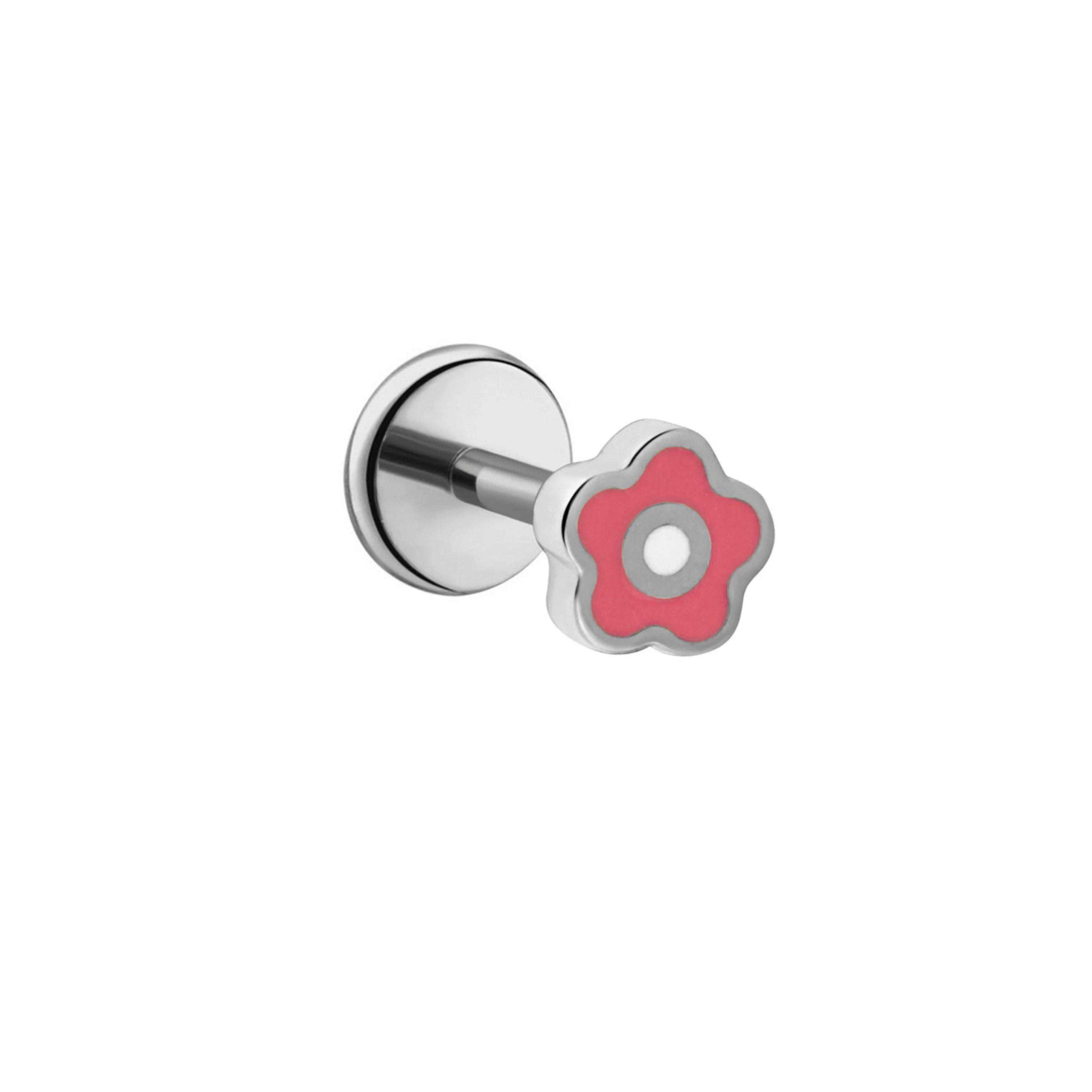 Micro Enamel Daisy Flat Back Stud - Pink - Image 6