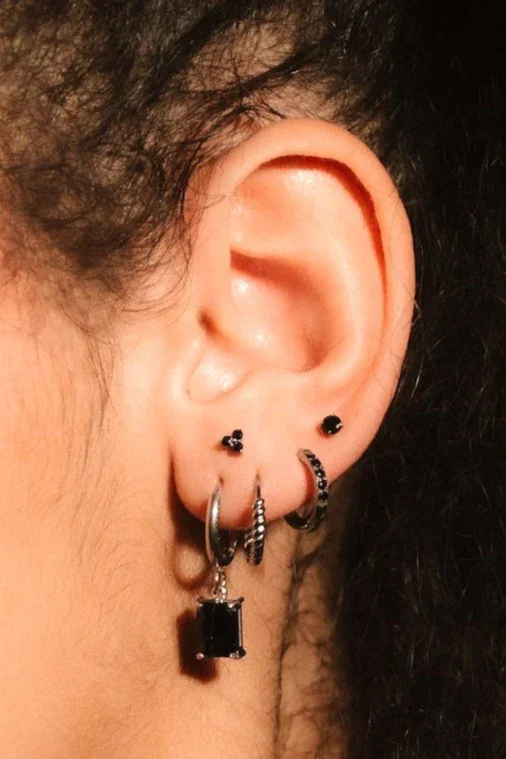 Micro Love Triangle Flat Back Stud - Onyx - Image 4