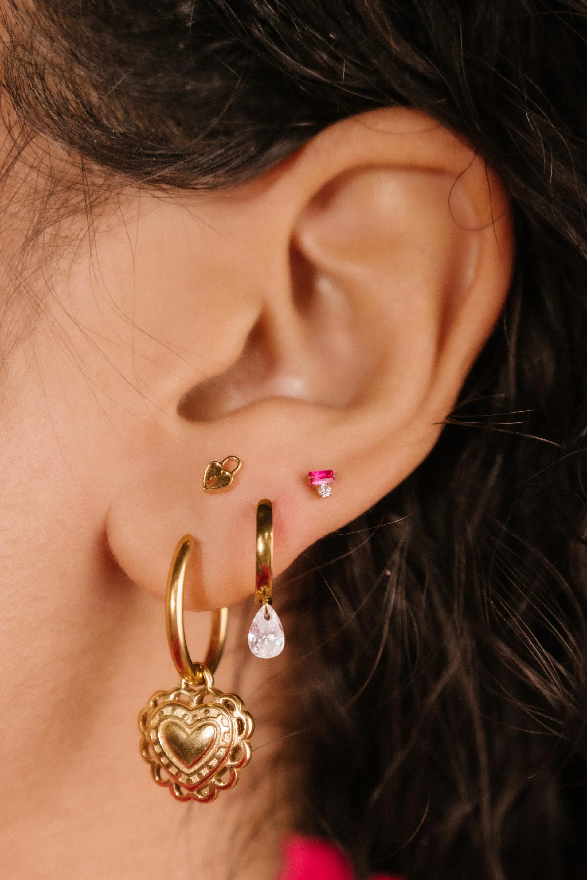 Mira Flat Back Stud - Pink - Image 2